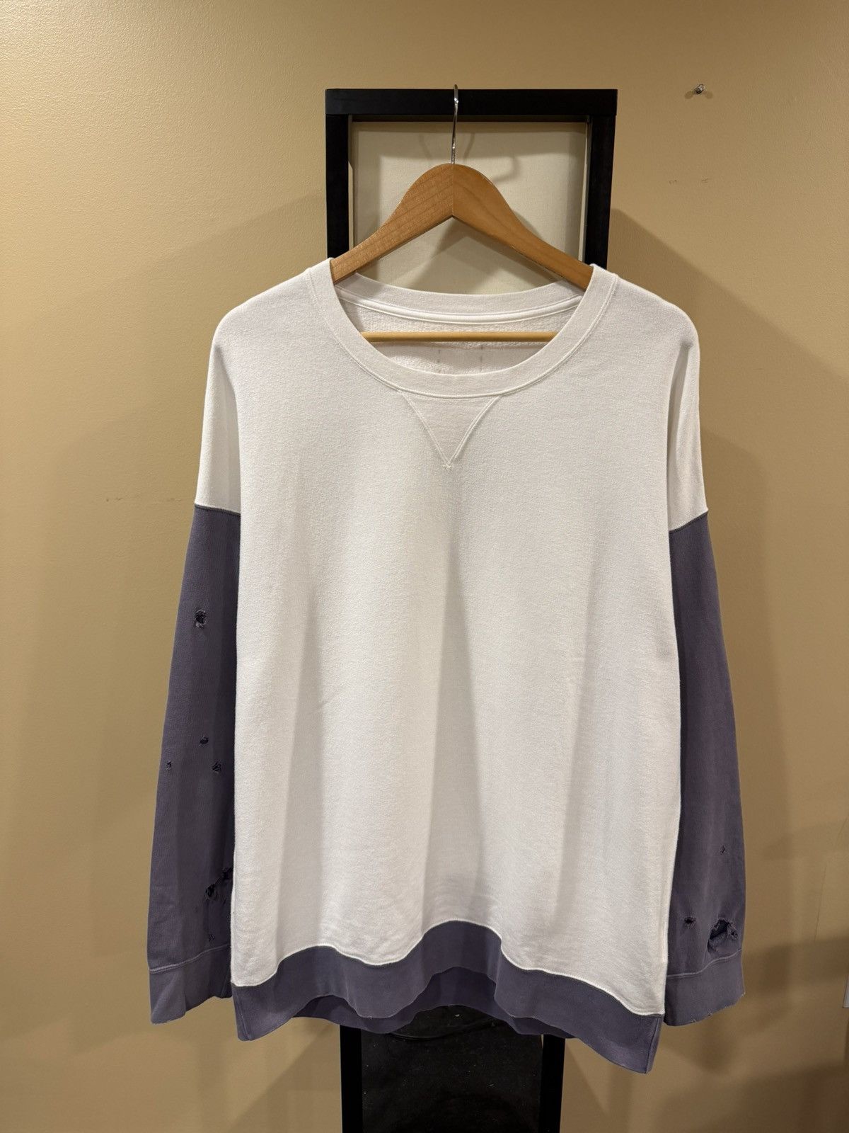 Visvim Visvim SS20 White/Purple Jumbo Crash Distres Sweat L/S Shirt Size US XL / EU 56 / 4 - 3 Thumbnail
