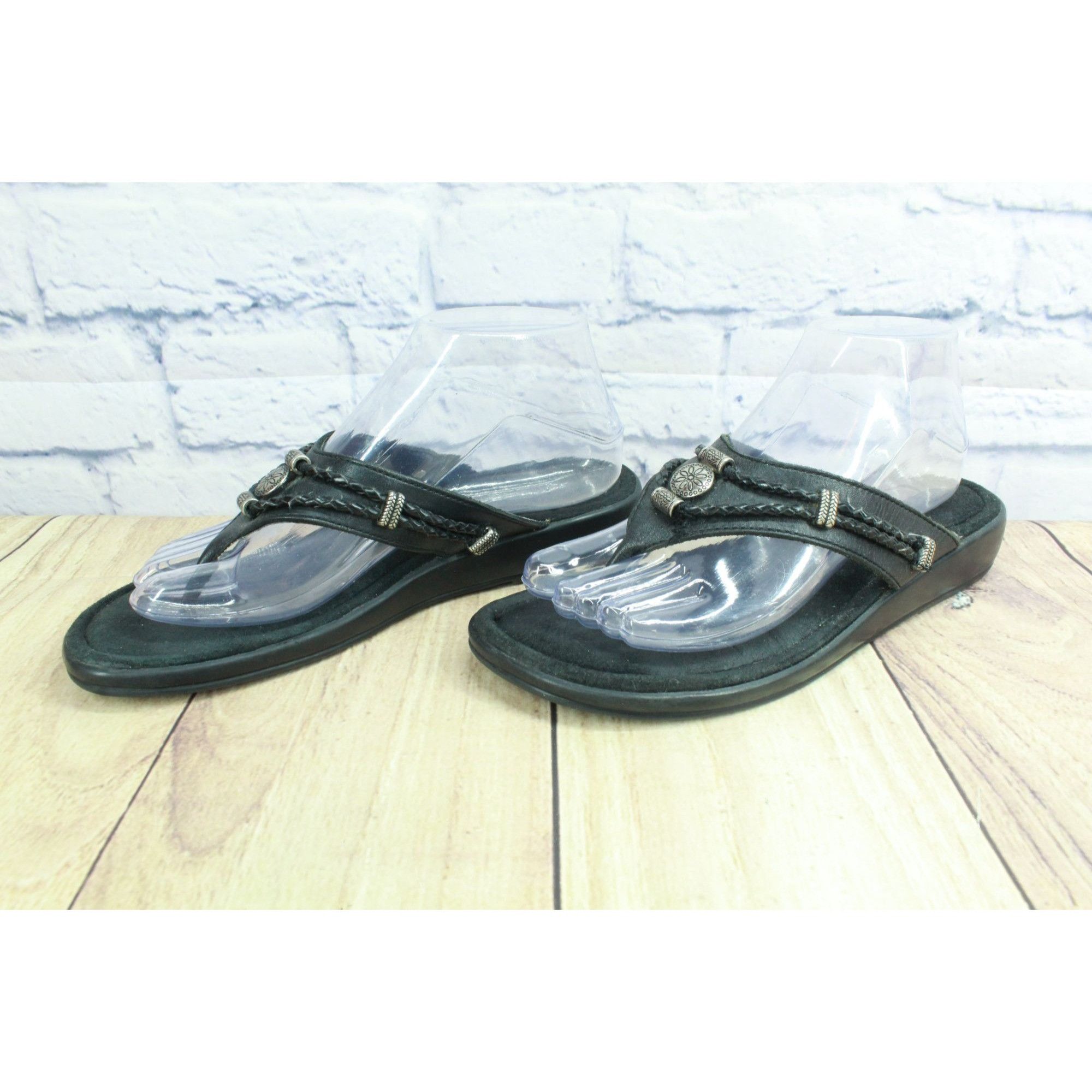 Minnetonka Minnetonka Silverthorne Black Leather Sandals Size 9 Size US 9 / IT 39 - 2 Thumbnail