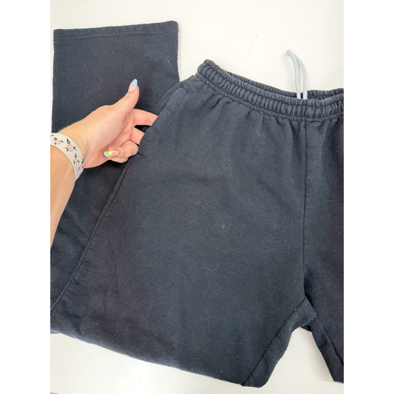 Vintage Unbranded Sweatpants Black Large Regular Elastic Waist Pull On Wide-Leg 90s Women Pants Set Size 36" / US 14 / IT 50 - 2 Thumbnail