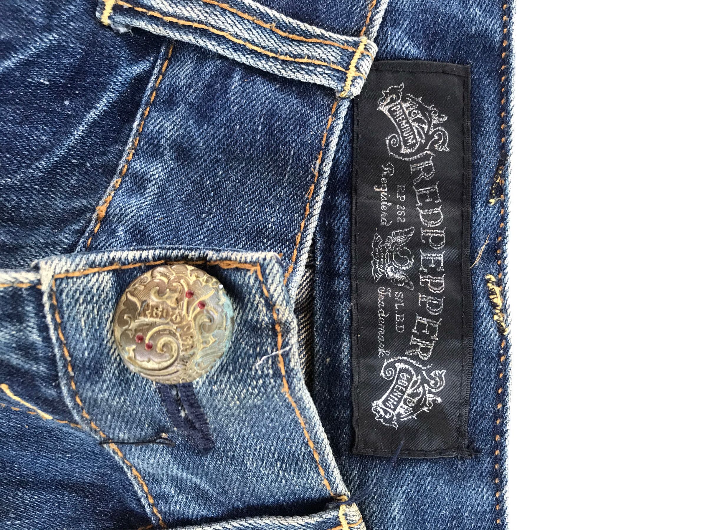 Tornado Mart Heat Red pepper disressed Denim-Size 32-If six was nine Size US 31 - 5 Thumbnail