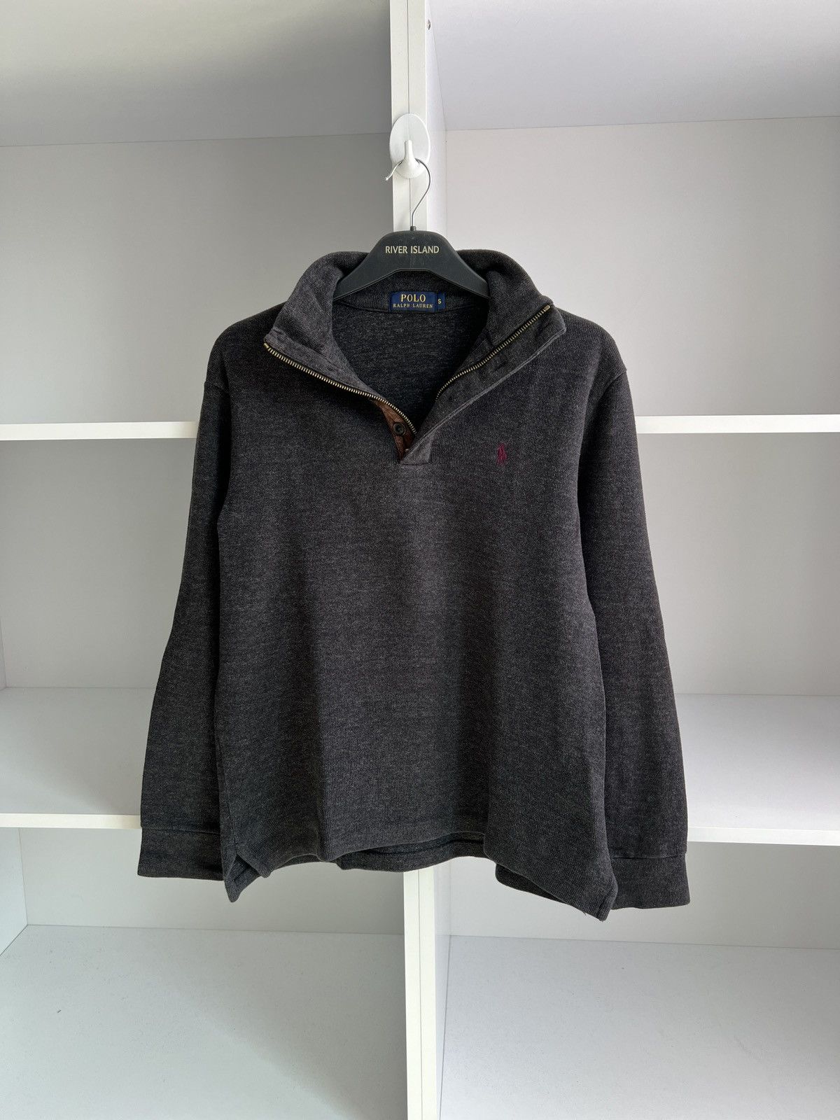 Polo Ralph Lauren × Vintage Vintage Polo Ralph Lauren Sweater Gray Knit Zip Logo Size US S / EU 44-46 / 1 - 8 Thumbnail