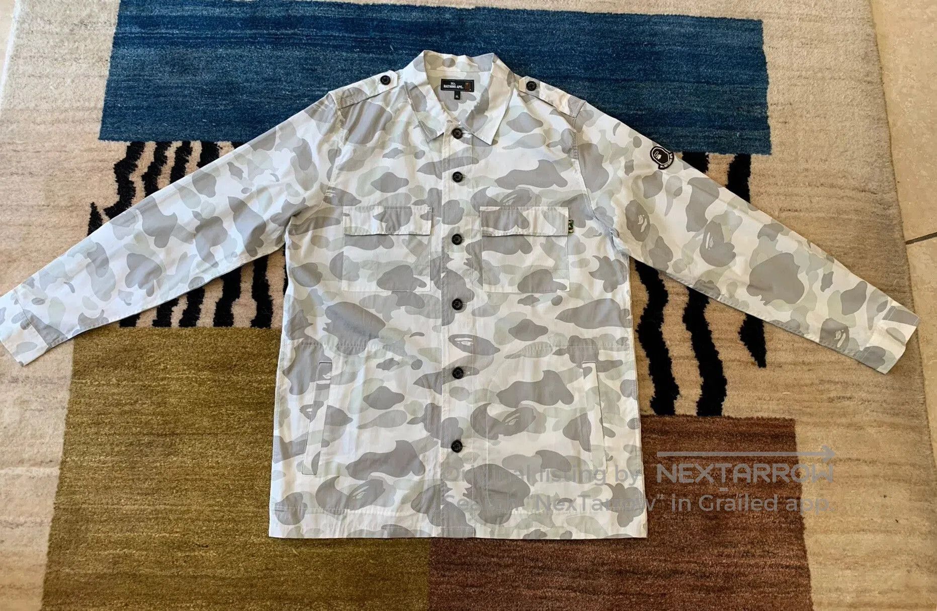 Bape Mr.Bathing Ape White Camo Military Shirt Jacket. Size US XL / EU 56 / 4 - 1 Thumbnail