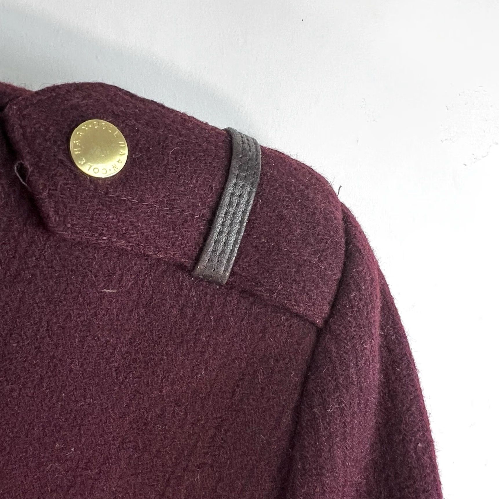 Cole Haan Cole Haan Pea Coat Wool Blend Leather Trim Burgandy Womens Size 10 Size L / US 10 / IT 46 - 2 Thumbnail