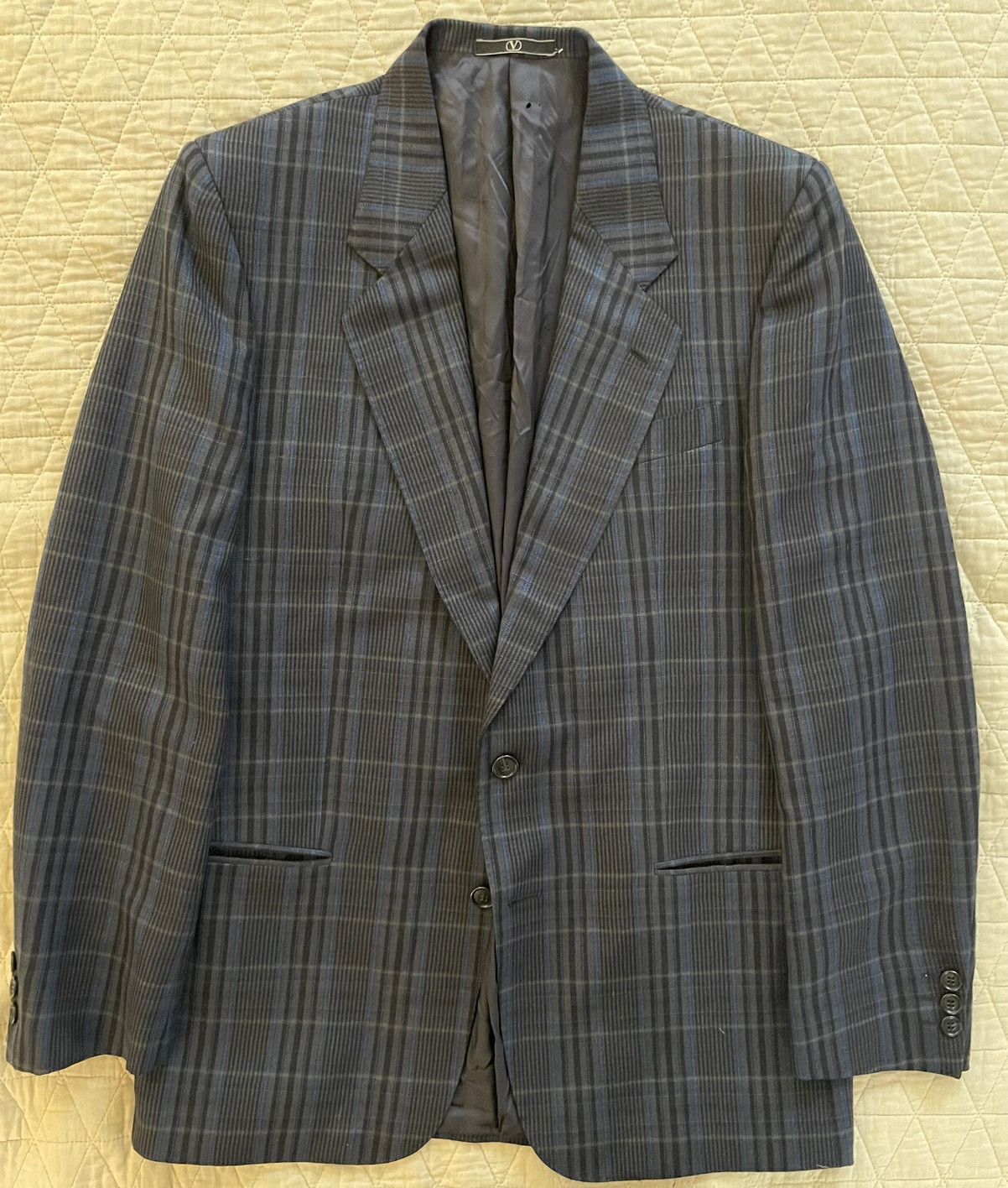 Valentino × Vintage Shadow Check Wool Jacket Size 38R - 1 Thumbnail
