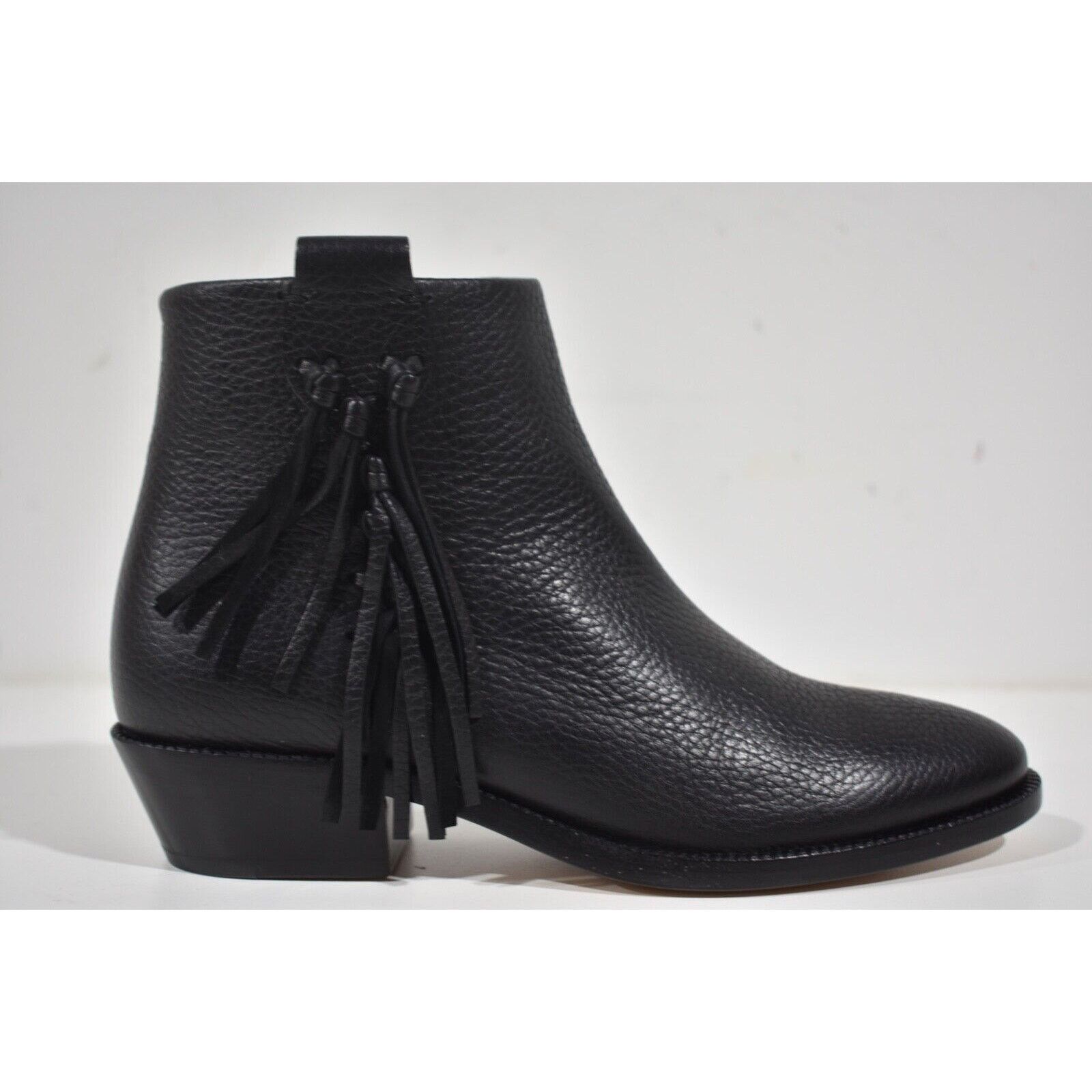 Valentino Valentino Rockstud Black Pebbled Leather Fringe Western Size US 5.5 / IT 35.5 - 2 Thumbnail