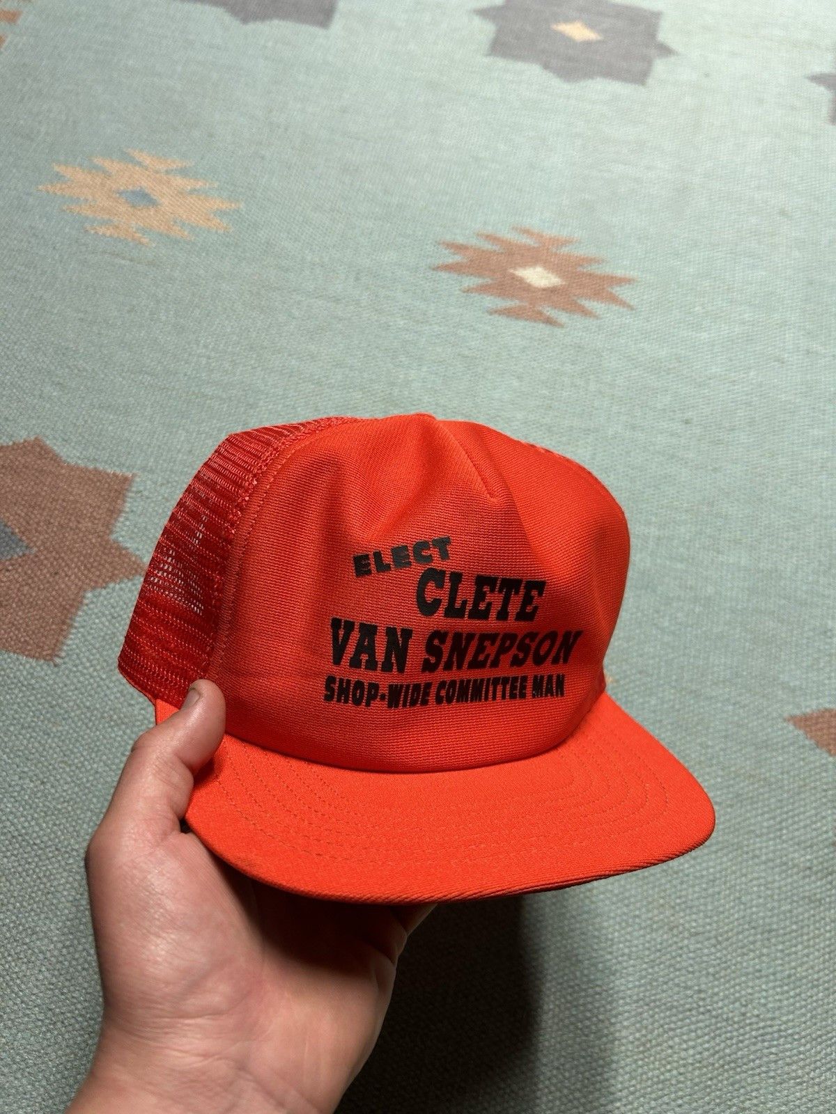 Vintage Vtg 80s trucker hat elect Clete Van Snepson committee USA Size ONE SIZE - 1 Thumbnail