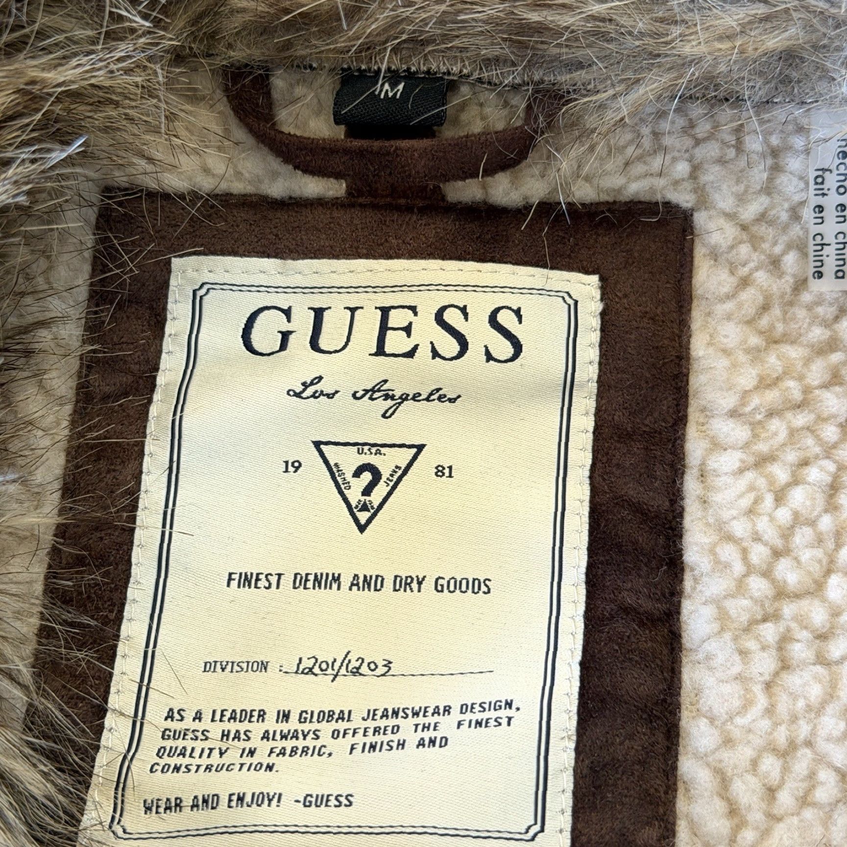 Guess VINTAGE GUESS Y2K Faux Suede Jacket Womens Medium Brown Fur Collar Zip Up Biker Size M / US 6-8 / IT 42-44 - 6 Thumbnail