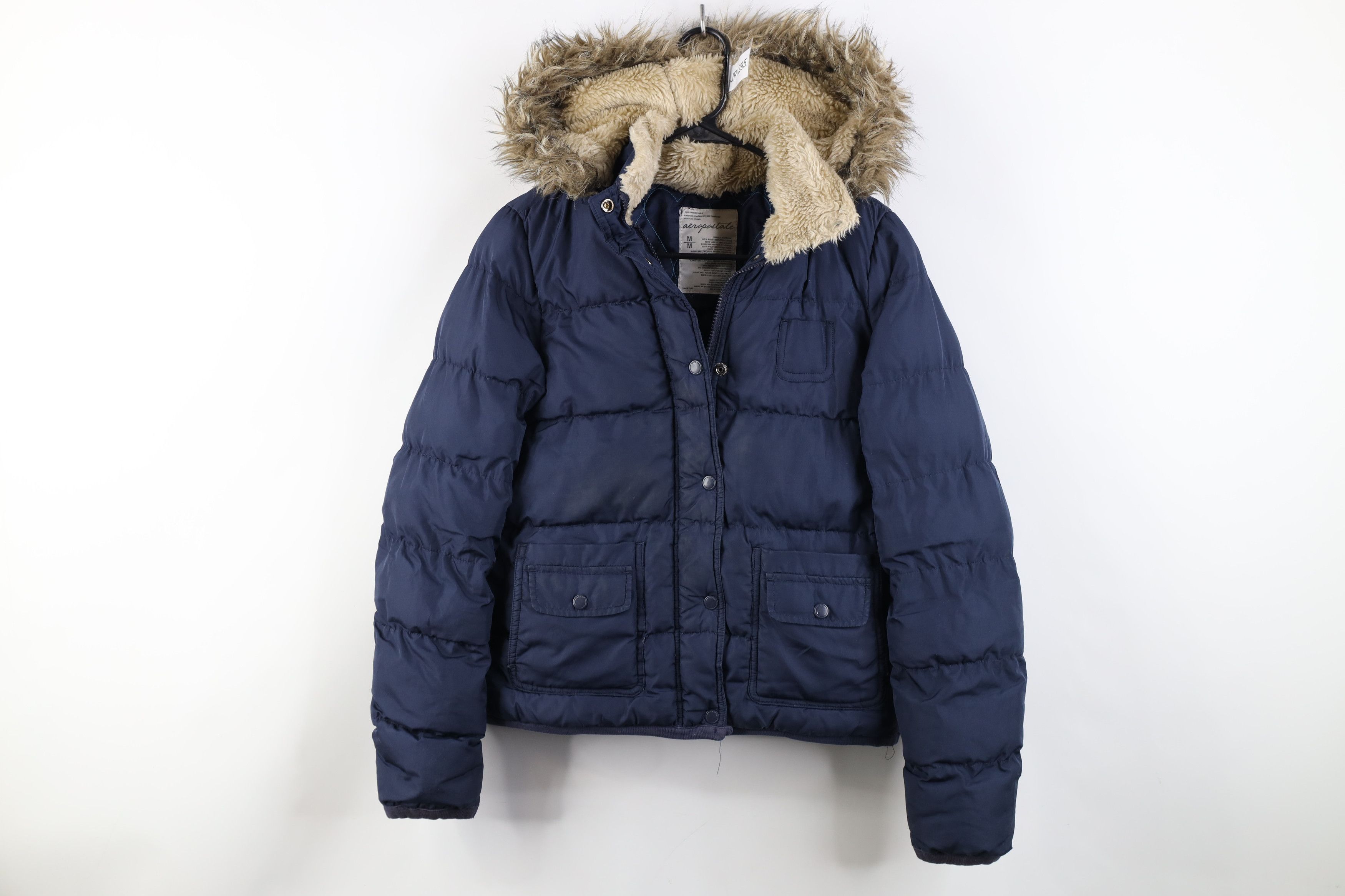 Aeropostale Vintage 90s Y2K Aeropostale Faux Fur Cropped Puffer Jacket Size M / US 6-8 / IT 42-44 - 1 Thumbnail