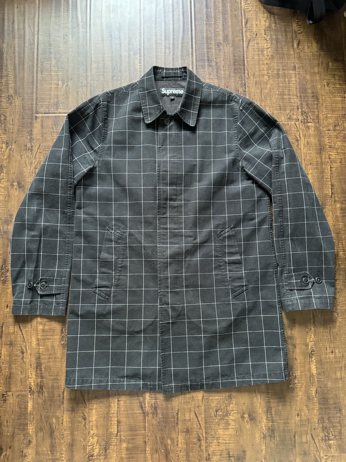 Supreme windowpane sales trench coat