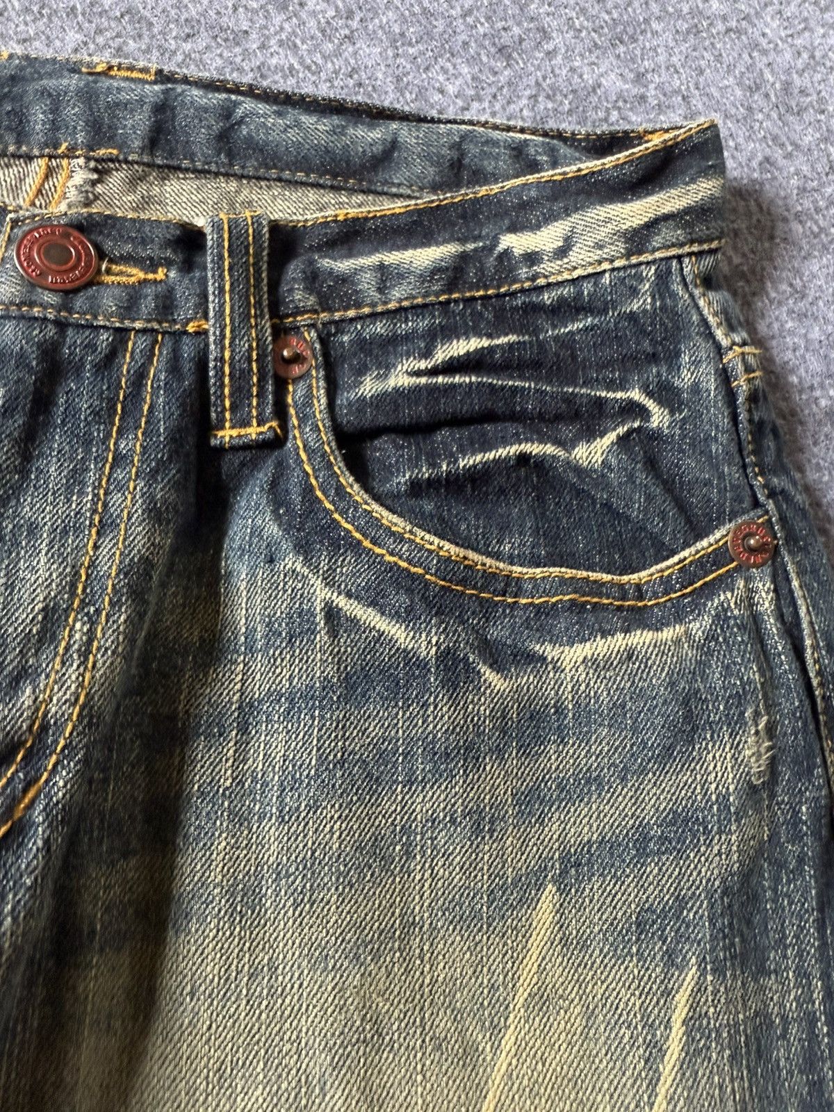 Japanese Brand Clone Devgru Japan Artisal Mud Wash Wrinkle Texture Jeans Size US 30 / EU 46 - 21 Thumbnail