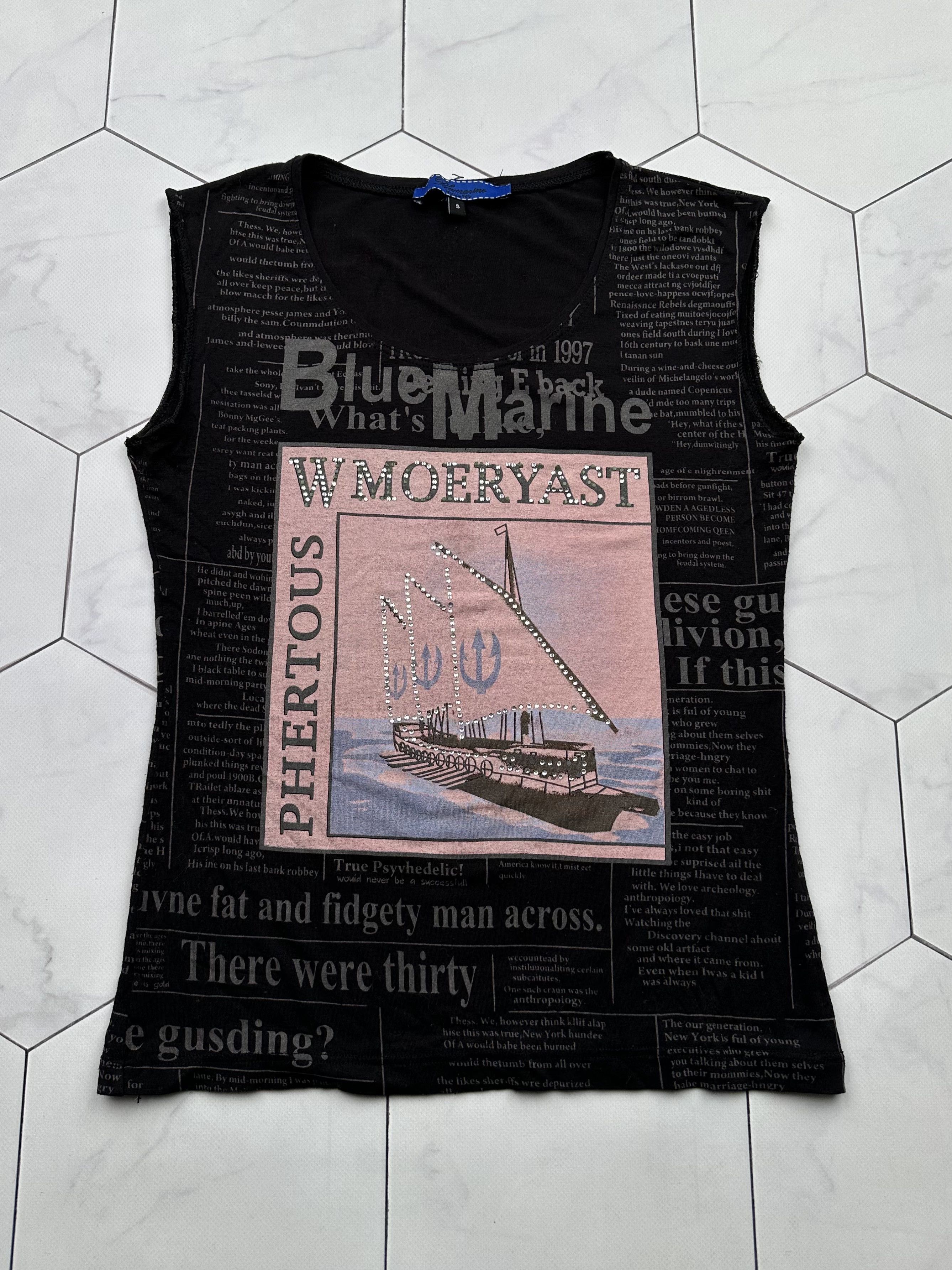 image of Blumarine Vintage Printed Tank Top in Black, Women's (Size Small)