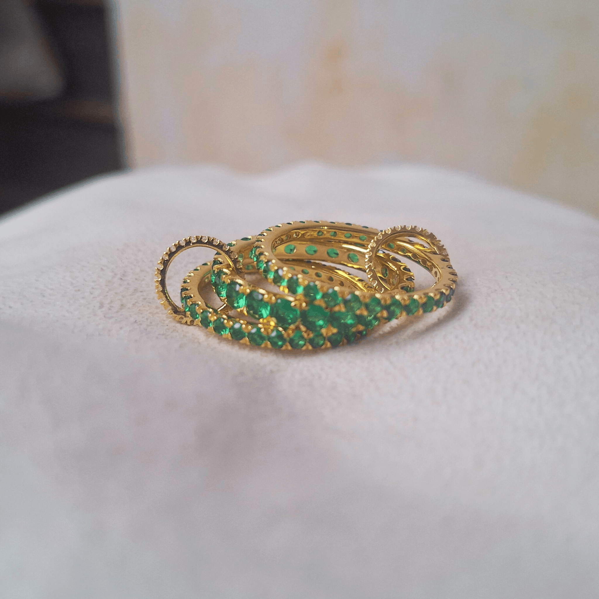 Other Emerald Interconnected Band Ring Size ONE SIZE - 2 Thumbnail