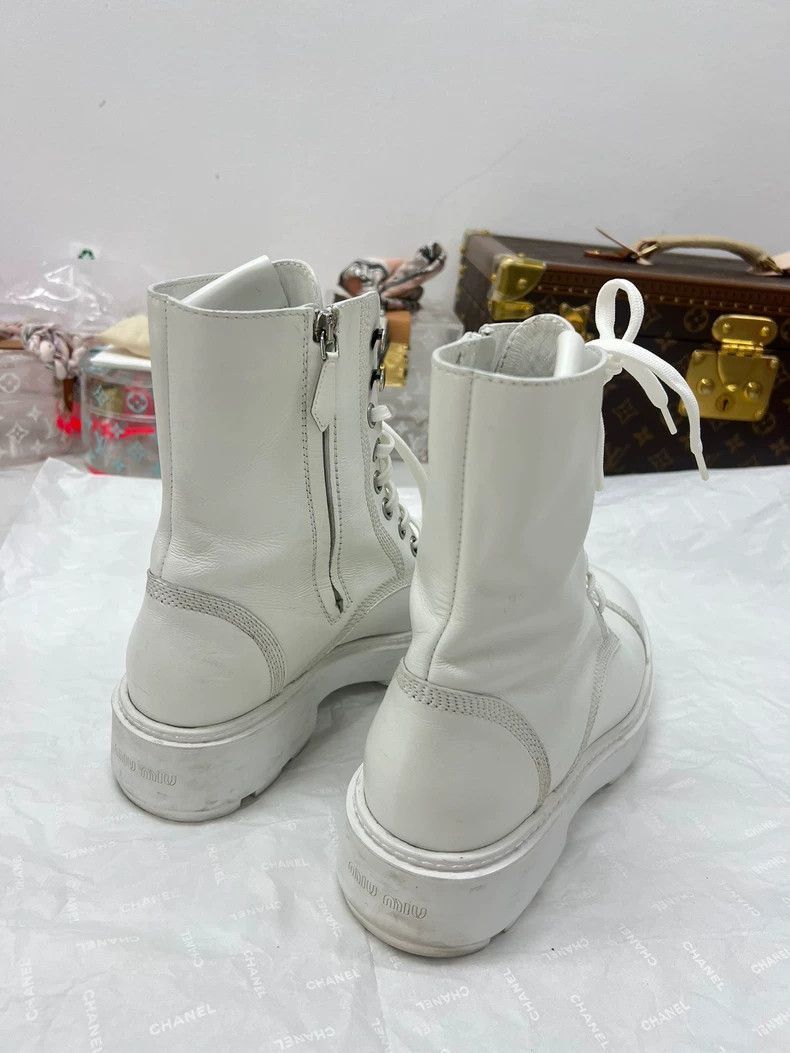 Prada Miu Miu Logo Martin Boots Size 37-2506 Size US 6 / IT 36 - 5 Thumbnail