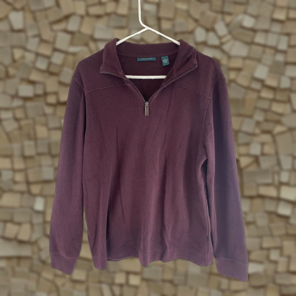 Perry Ellis Perry Ellis Sweater Men's Medium Pullover 1/4 Zip Long Sleeve Wine Burgundy Red Mock Neck Knit Casual Mens Size US M / EU 48-50 / 2 - 1 Thumbnail