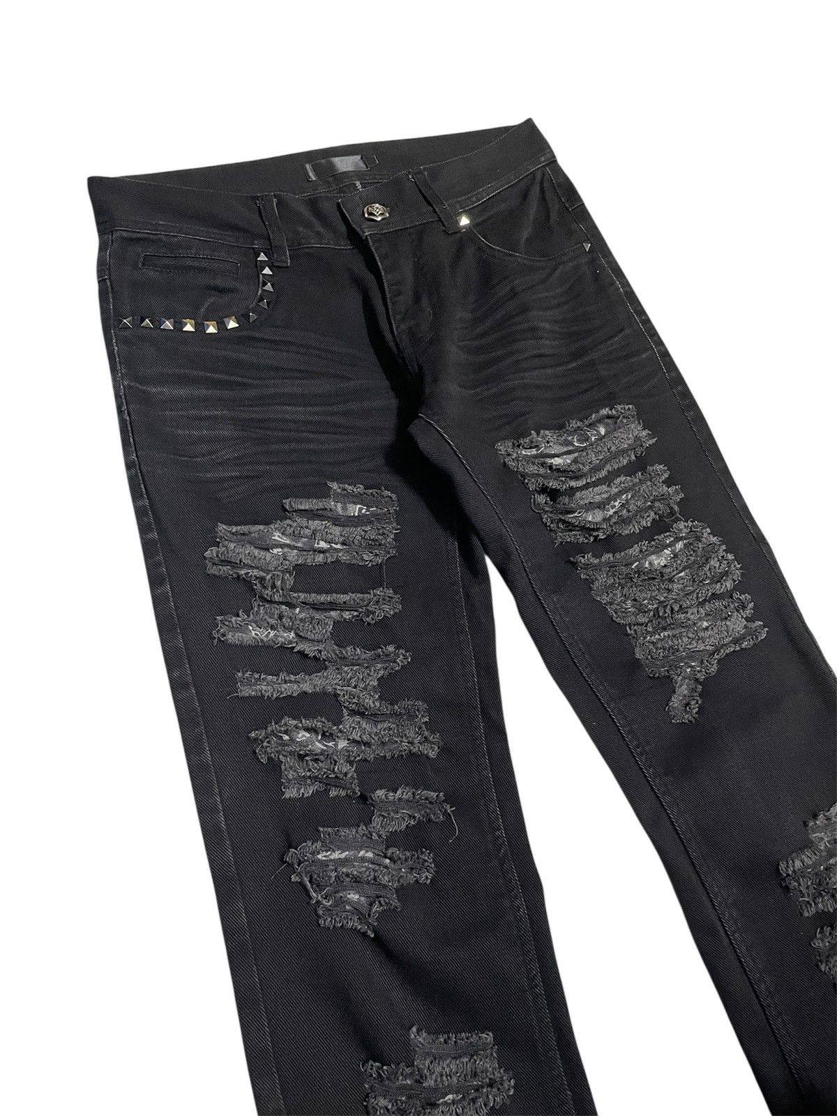 If Six Was Nine THEBLACKGENE Japan Studded Distressed Jeans Size US 29 - 4 Thumbnail