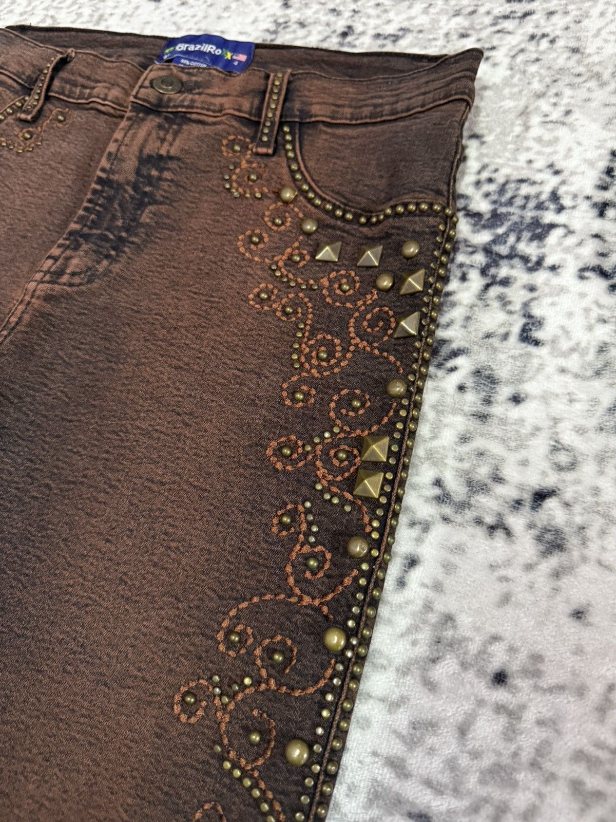 Tornado Mart Tornado Mart Style Embroidery Studded Tribal Flare Jeans Size US 28 / EU 44 - 5 Thumbnail