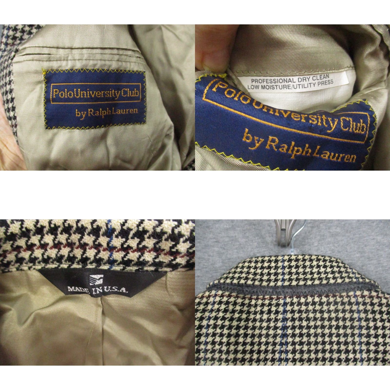 Ralph Lauren VINTAGE Ralph Lauren Blazer Jacket Polo University Club Houndstooth 42 Black 80s Made in USA Mens Size US XL / EU 56 / 4 - 8 Thumbnail