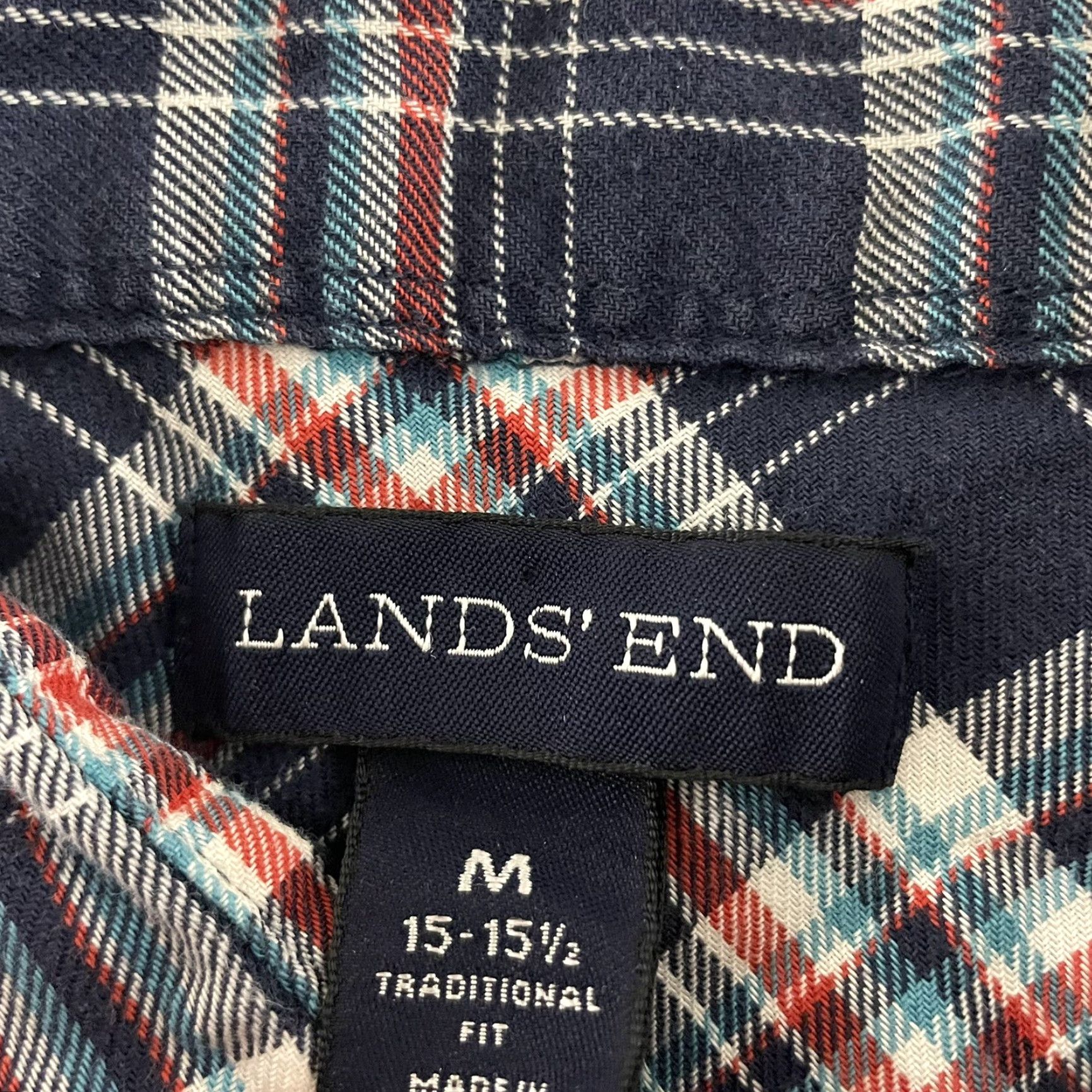 Lands' End Lands' End Plaid Flannel Traditional Long Sleeve Button Front Shirt Mens M Blue Size US M / EU 48-50 / 2 - 2 Thumbnail
