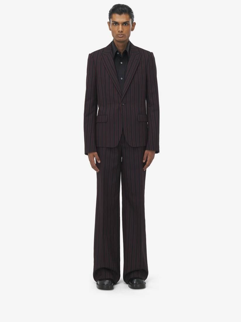 Alexander McQueen o1srvl11e0226 Shadow Stripe Single-Breasted Jacket Bordeaux Size US M / EU 48-50 / 2 - 3 Thumbnail
