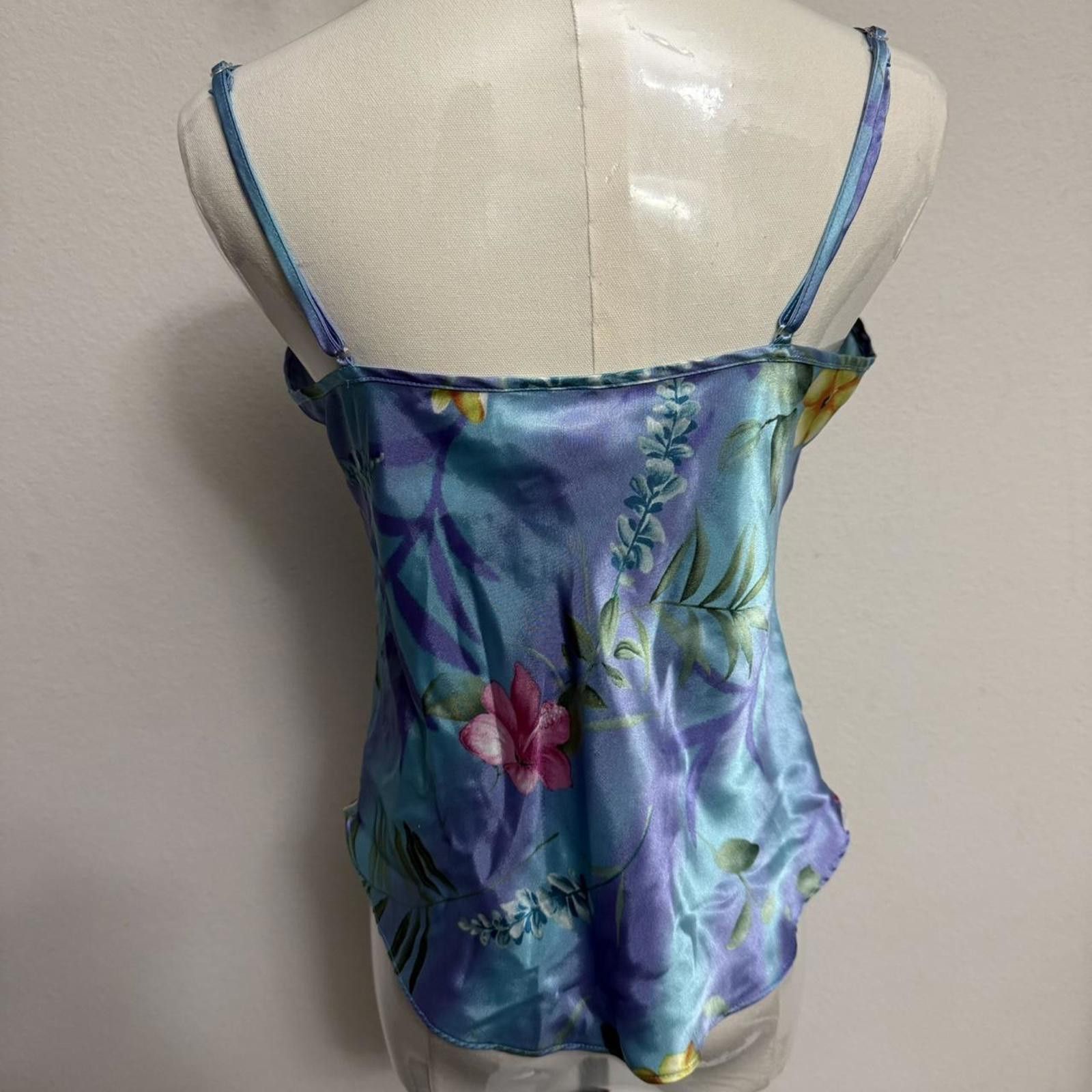 Designer Y2k fairy whimsy Blue floral silk cami top Size M / US 6-8 / IT 42-44 - 2 Thumbnail