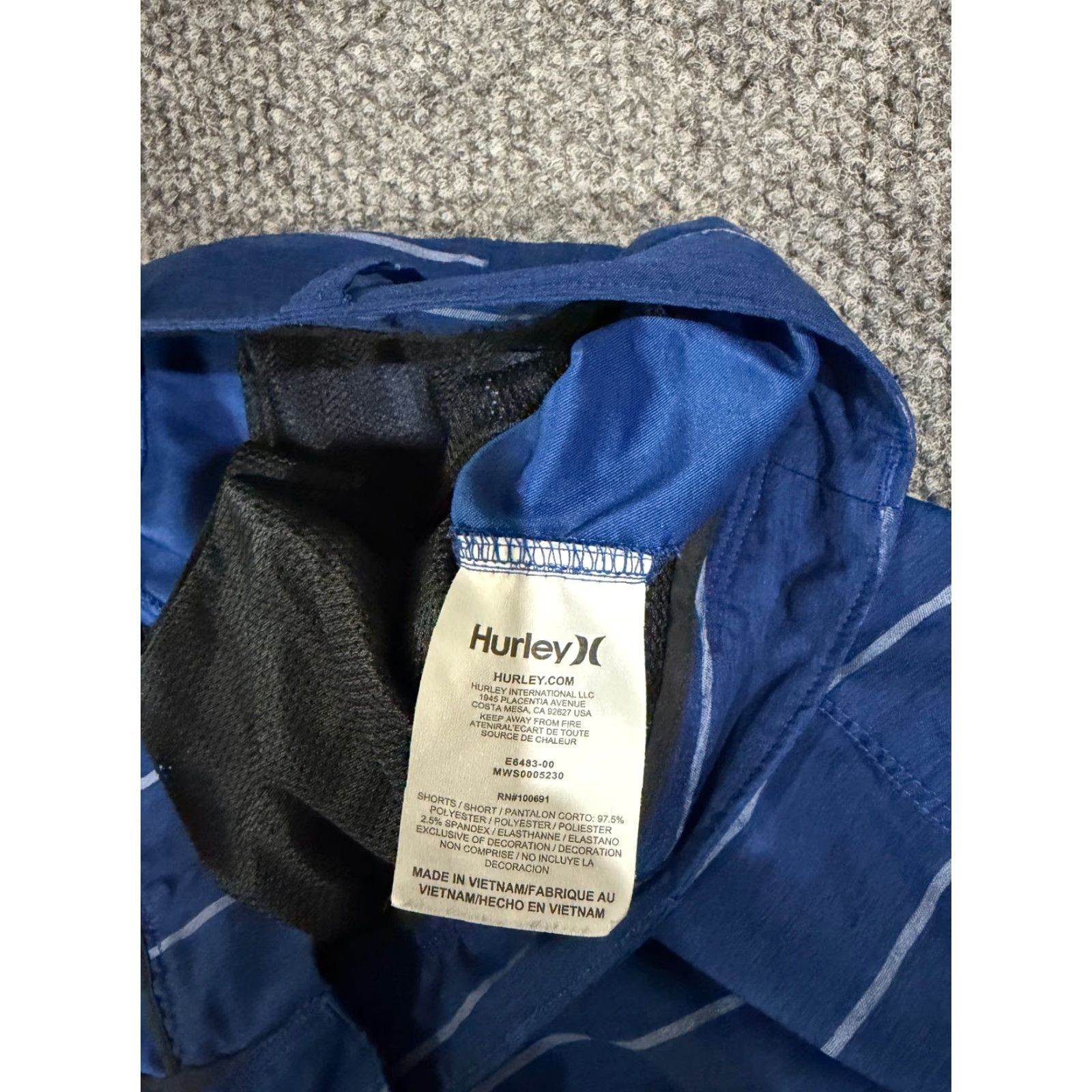 Hurley Hurley Shorts Mens 40 Blue Striped Dri-Fit Performance Golf Casual Elastic Waist Pockets Athletic Sports Regular Men's Size US 40 / EU 56 - 4 Thumbnail