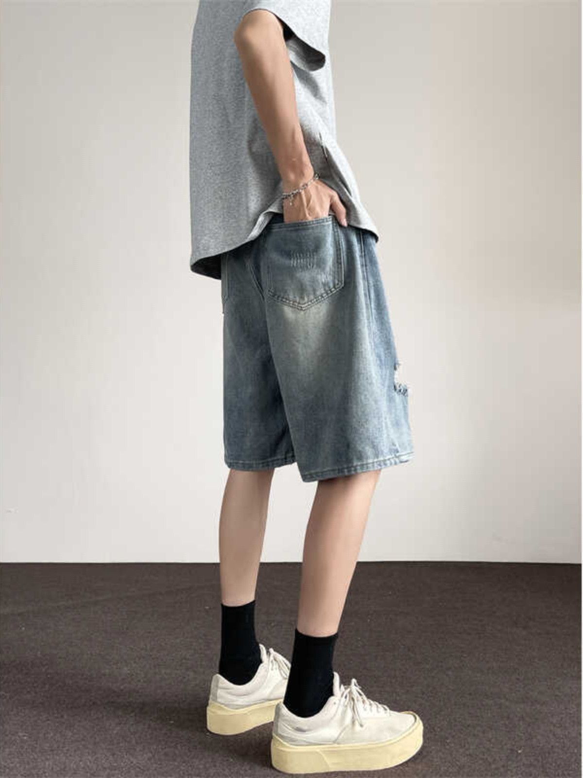 Japanese Brand × Jean Straight casual distressed denim shorts Size US 32 / EU 48 - 6 Thumbnail