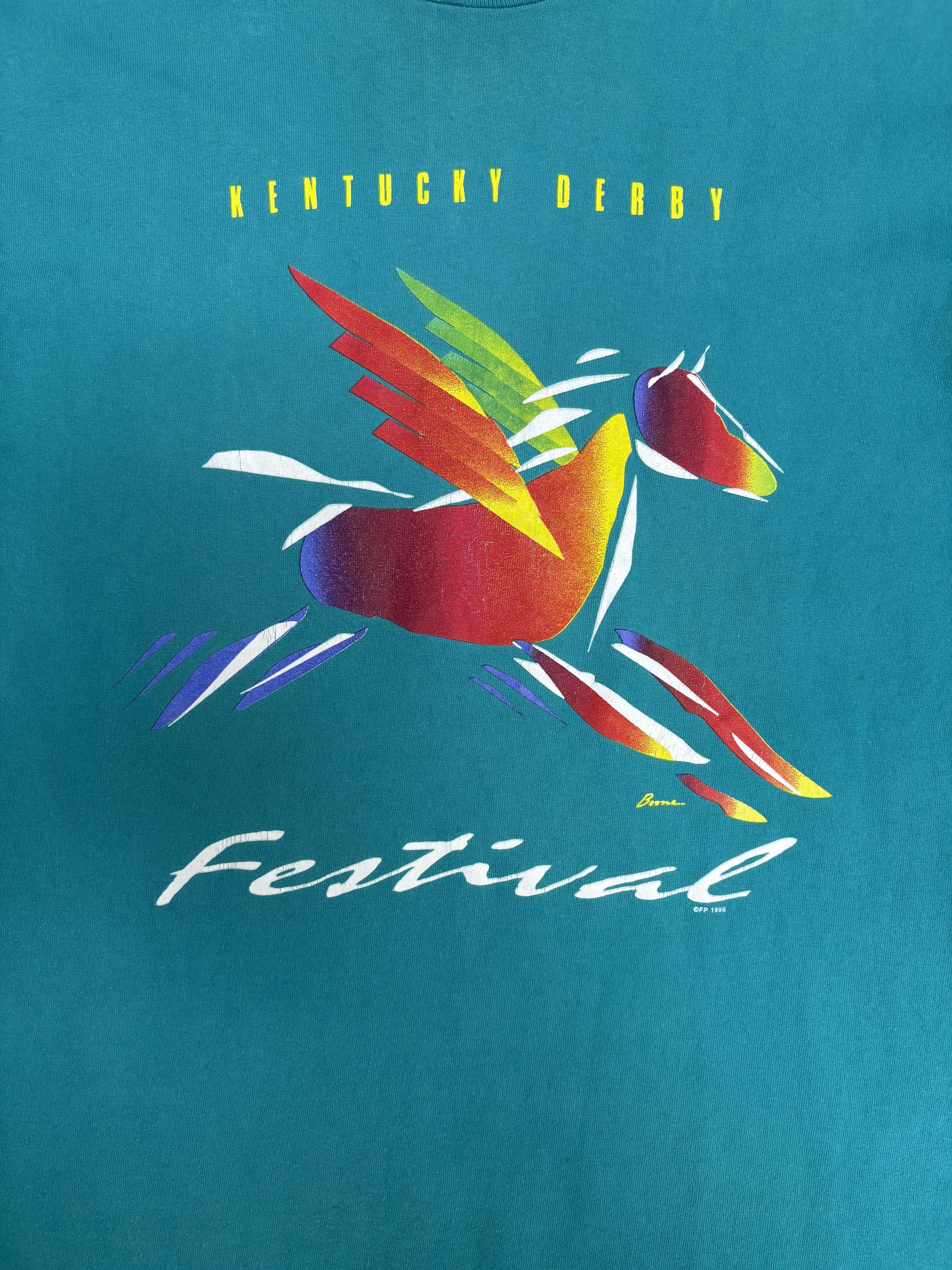 Vintage Kentucky Derby Festival Vintage Teal T-Shirt Tee Size US M / EU 48-50 / 2 - 2 Thumbnail