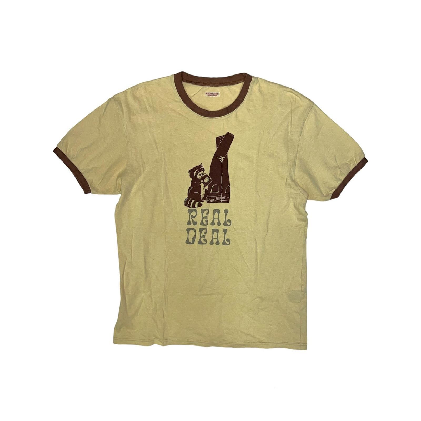 image of Kapital Denim Real Deal Ringer Tee in Brown, Men's (Size XL)