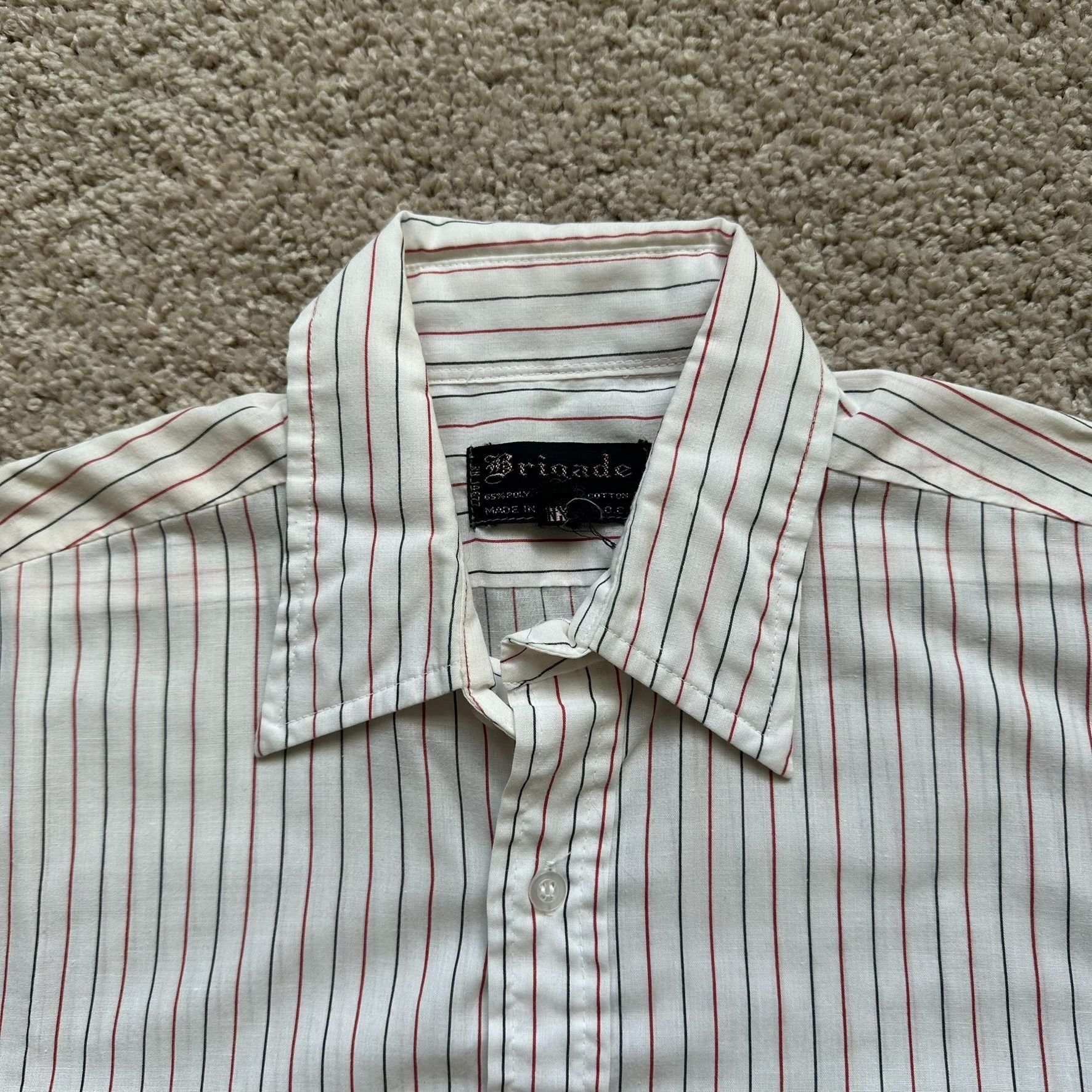 Brigade Vintage 80s Pinstripe Button Down Shirt Short Sleeve Grandpa Size US S / EU 44-46 / 1 - 2 Thumbnail