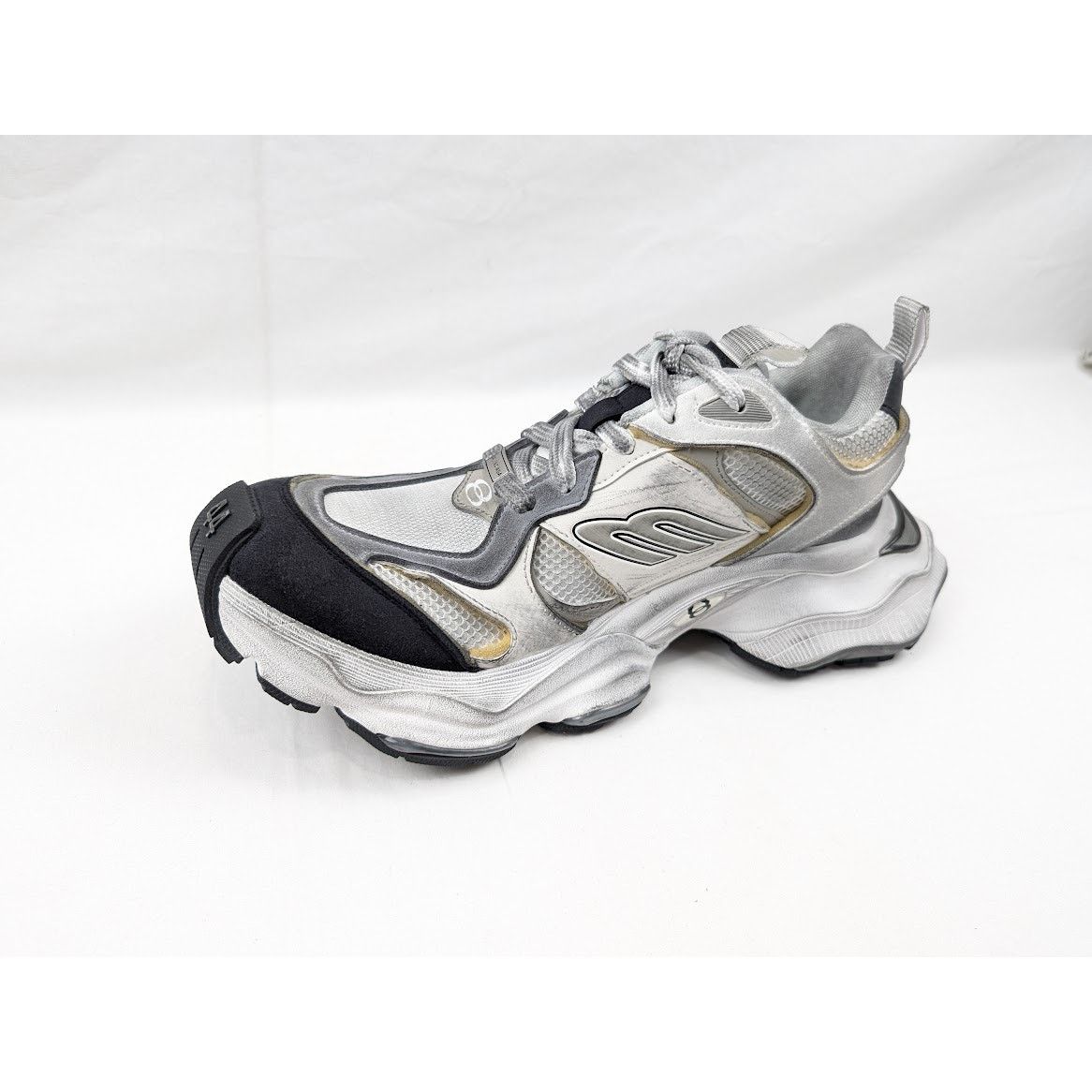 Balenciaga o1rshd1 Q:2 / Suede Mesh Cargo Sneakers in White/Grey Size US 11 / EU 44 - 9 Thumbnail