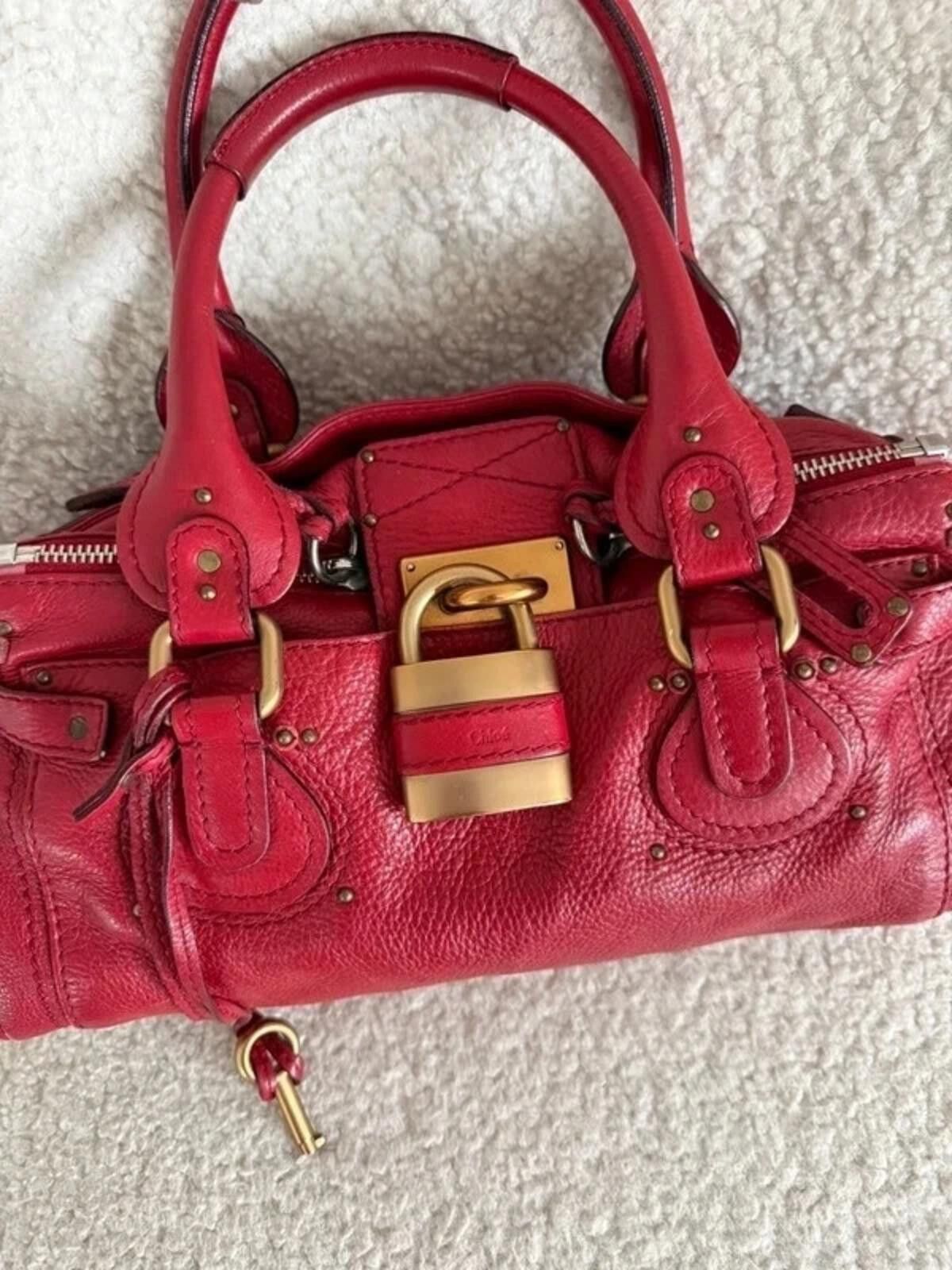 chloma Chloé Paddington leather handbag in red Size ONE SIZE - 3 Thumbnail