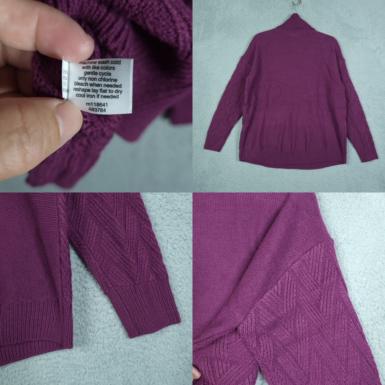 Vintage LANE BRYANT Women's pullover sweater Sz 14/16 cowl neck knit acrylic purple solid all seasons autumn winter Size XL / US 12-14 / IT 48-50 - 8 Thumbnail