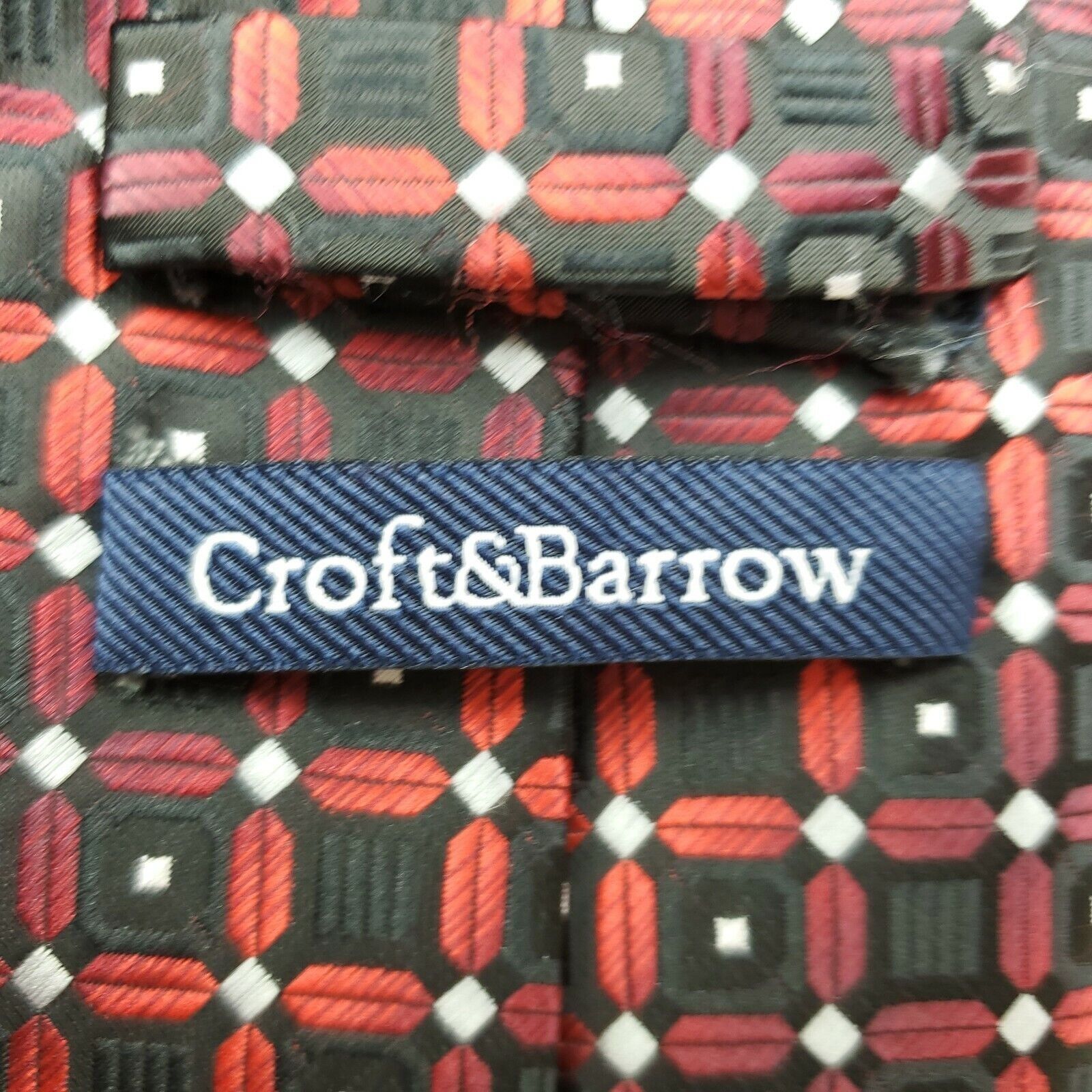 Croft & Barrow Croft & Barrow Red Black Geometric Polyester Wide Tie Size ONE SIZE - 3 Thumbnail