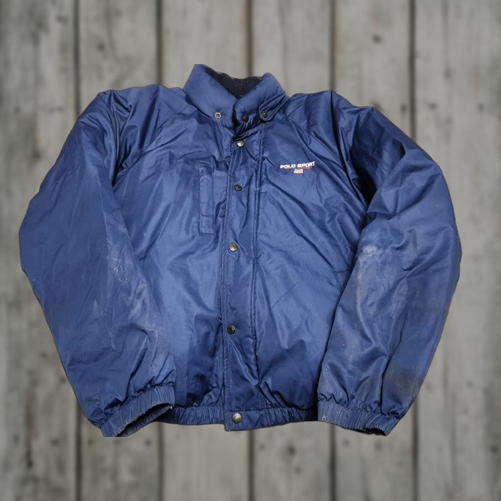 Polo Ralph Lauren VINTAGE Polo Ralph Lauren Puffer Jacket Mens L USA Skiing 1992 Blue Nylon Polo Sports USA Flag Pwing Size US L / EU 52-54 / 3 - 1 Thumbnail