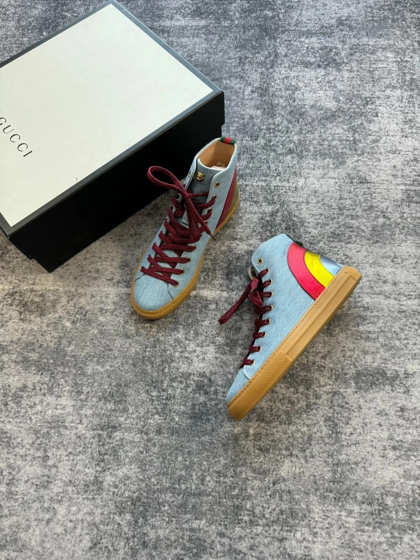Gucci Gucci Rainbow High-Top Canvas Shoes. Size US 6.5 / EU 39-40 - 1 Thumbnail