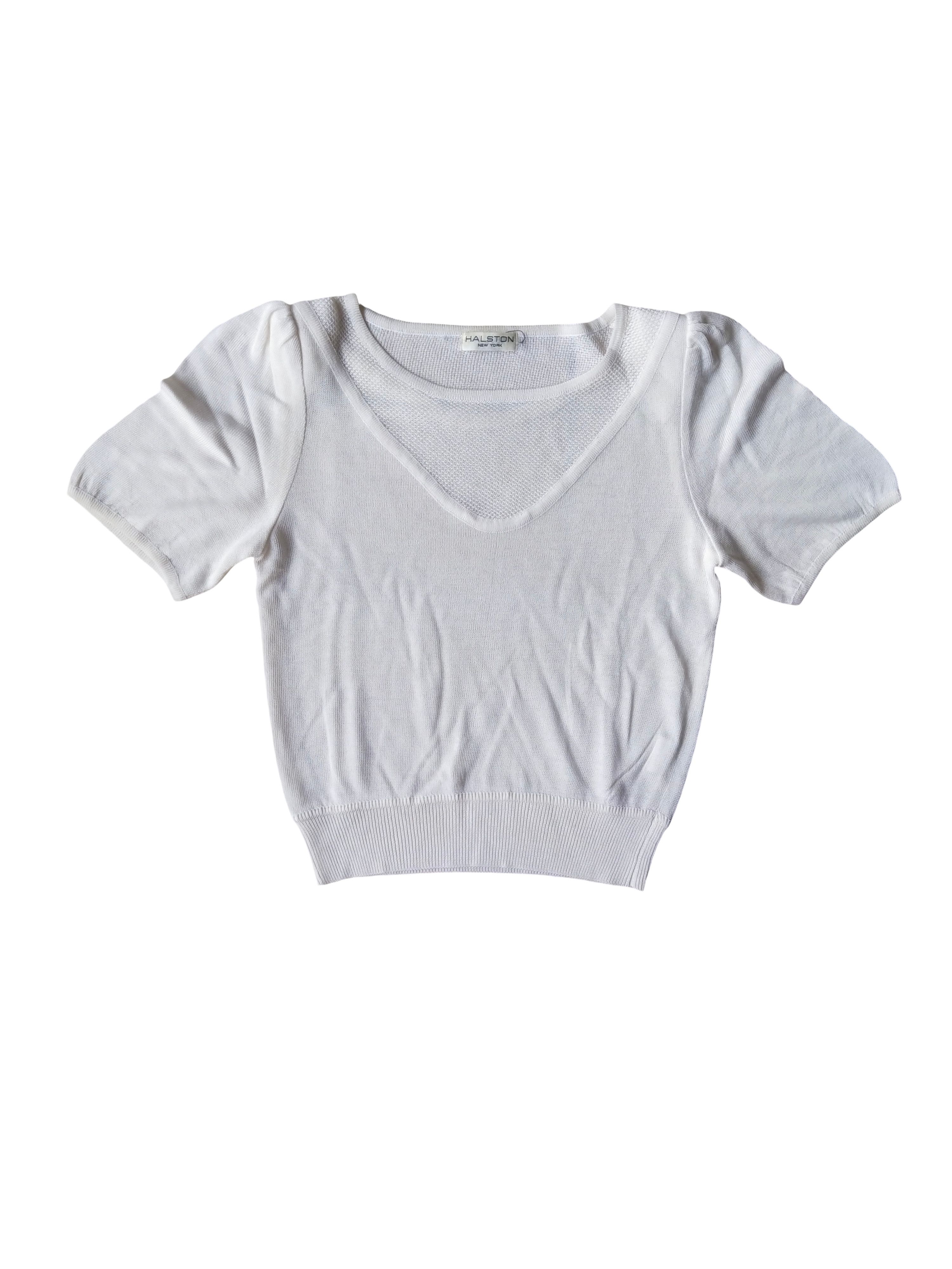 Halston Vintage 2000s Halston New York Knit Top White Size M / US 6-8 / IT 42-44 - 1 Thumbnail