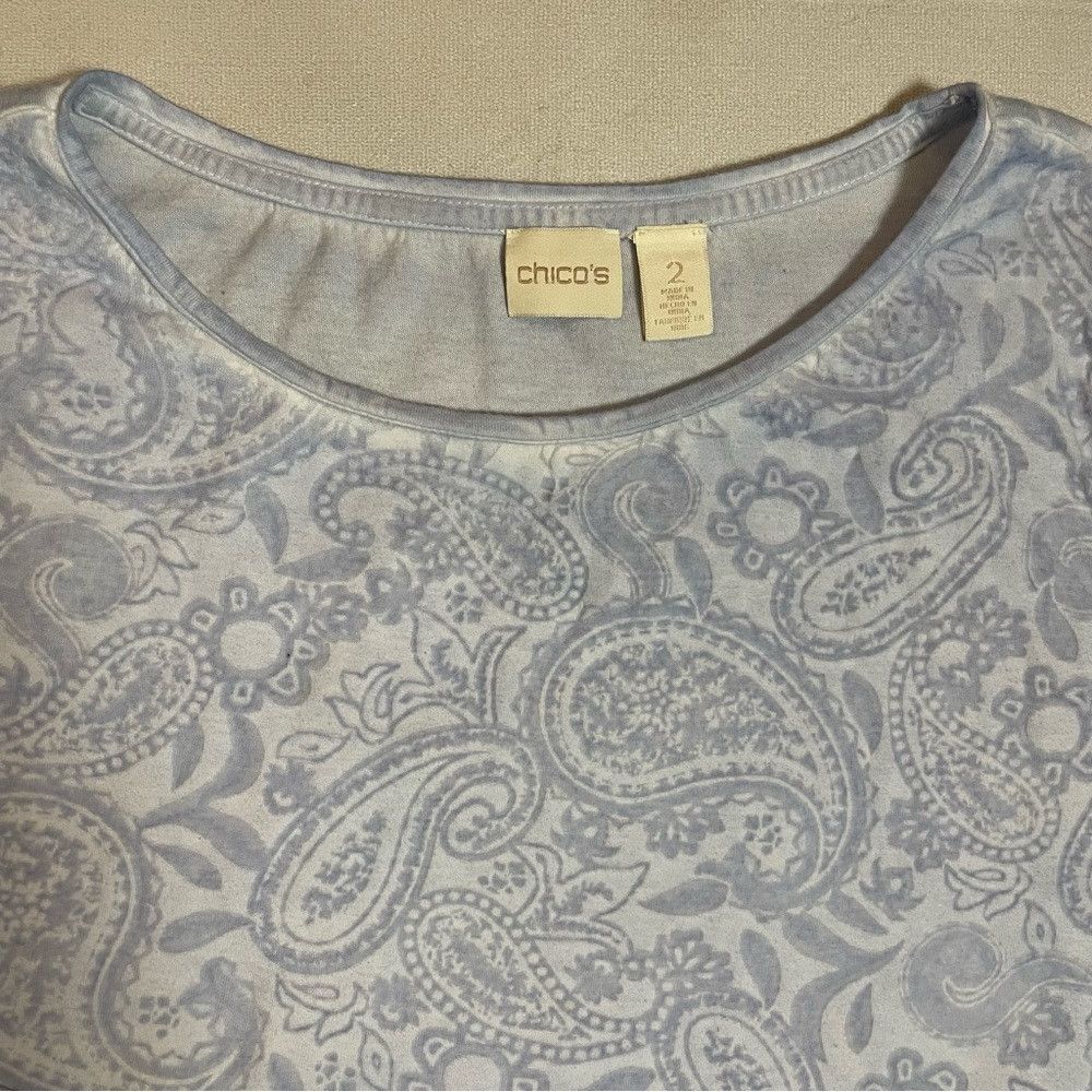 Chicos Chico's Cotton Blue Tie Dye 3/4 Sleeve Top Size 2 US L Size L / US 10 / IT 46 - 7 Thumbnail