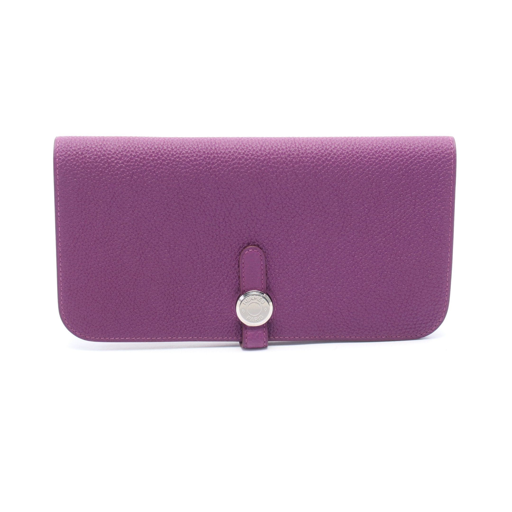 Hermes Hermes Dogon Long Anemone Bi-Fold Wallet Togo Purple Silver Hardware Size ONE SIZE - 1 Thumbnail