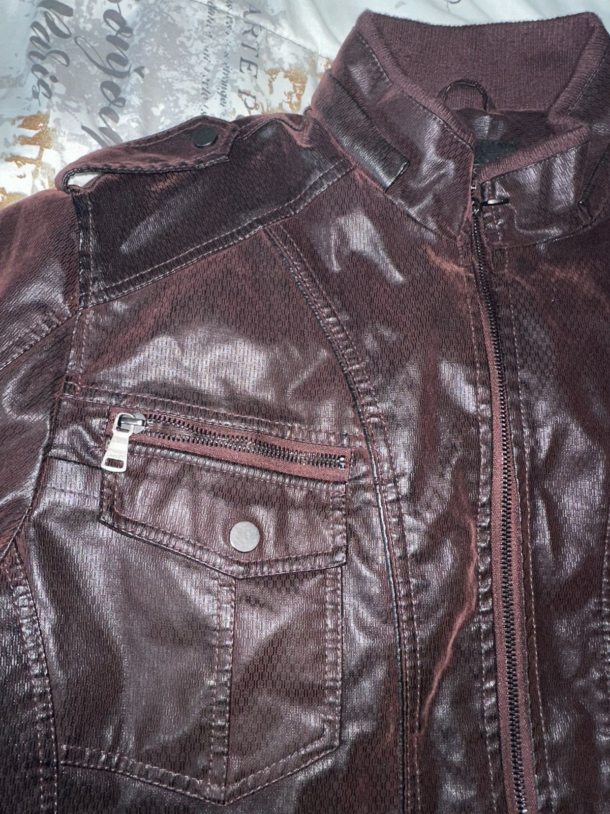 Other LAMASINI Men’s Burgundy Faux Leather Moto Jacket Warm Lined Size US XXL / EU 58 / 5 - 5 Thumbnail