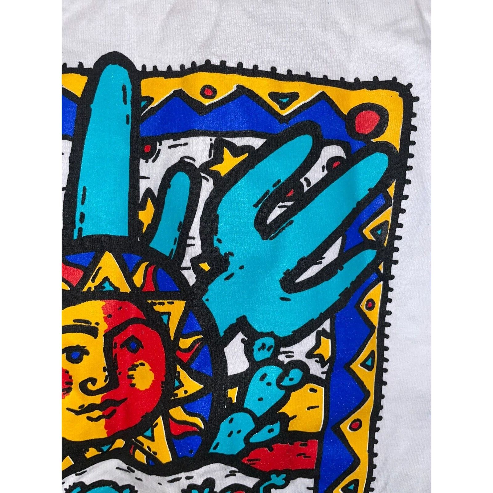 Jerzees Vintage Desert Shirt Western Cactus Sun Print White L Tee Size US L / EU 52-54 / 3 - 5 Thumbnail