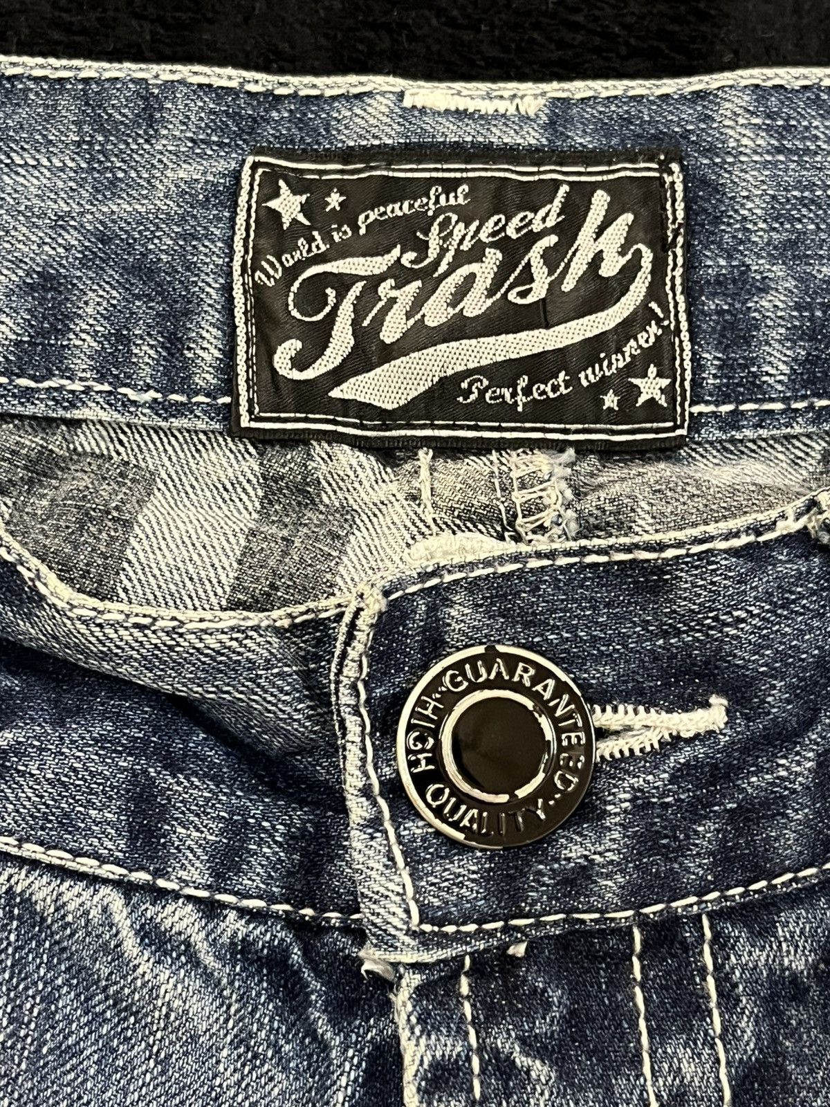 Beauty Beast × Le Grande Bleu (L.G.B.) Vintage Speed Flash Faded Distressed Denim Size US 31 - 8 Thumbnail