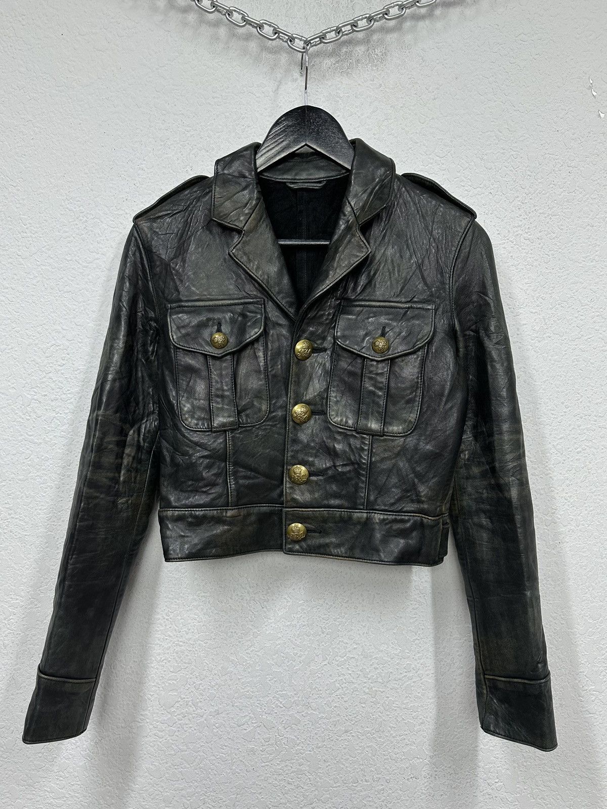 Polo Ralph Lauren Vintage Leather Jacket Polo Ralph Lauren Cropped Faded Rare Size S / US 4 / IT 40 - 2 Thumbnail