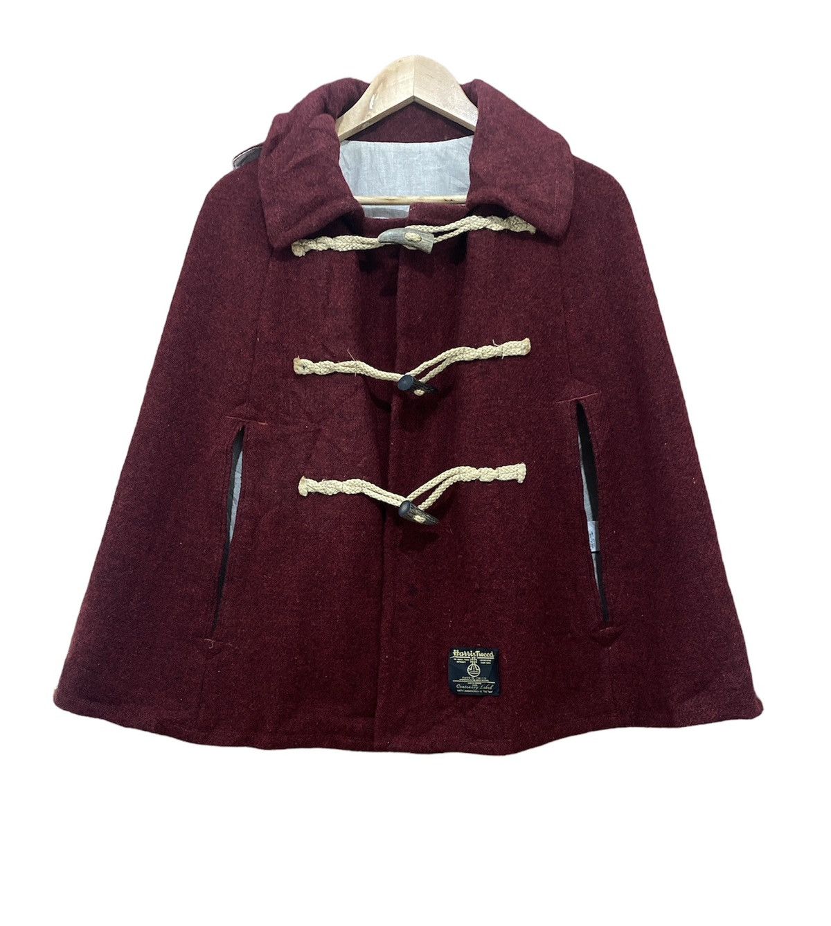 image of Archival Clothing x Harris Tweed Robes & Confuctions Limited Edition Poncho in Red (Size Small)