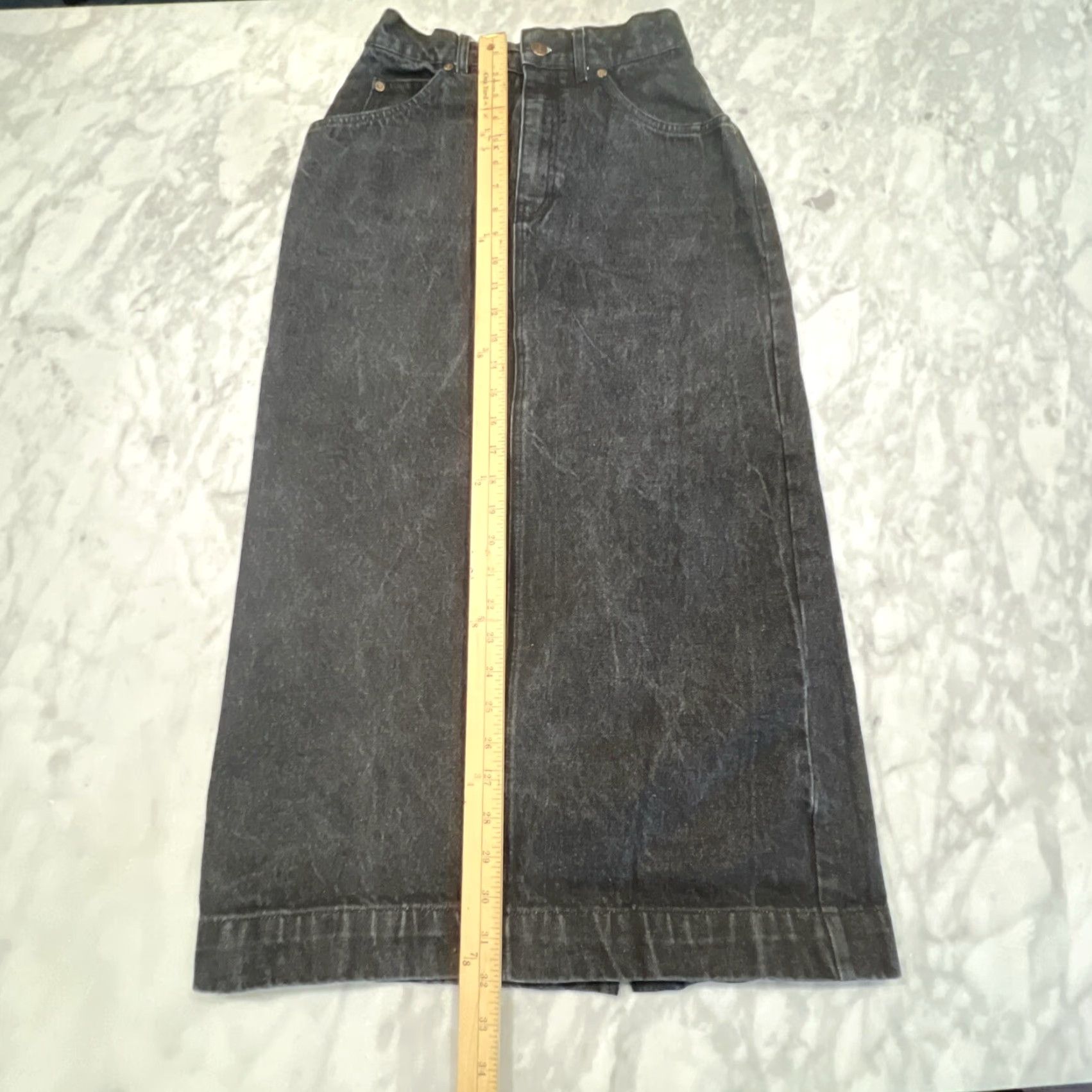 Gap VINTAGE Gap Long Black Denim Skirt Womens 8 Work Pockets Zipper Slit Size 30" / US 8 / IT 44 - 7 Thumbnail
