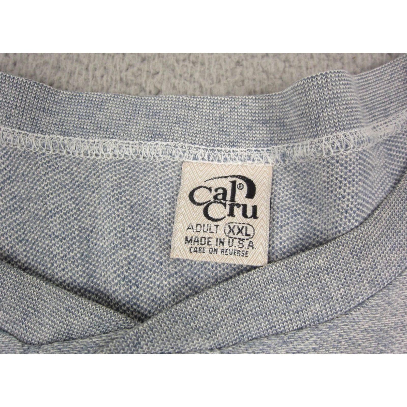 Vintage Vintage Cal Shirt Adult 2XL Blue Gray Henley Cotton Made in USA Ribbed 90s T Size US XXL / EU 58 / 5 - 3 Thumbnail