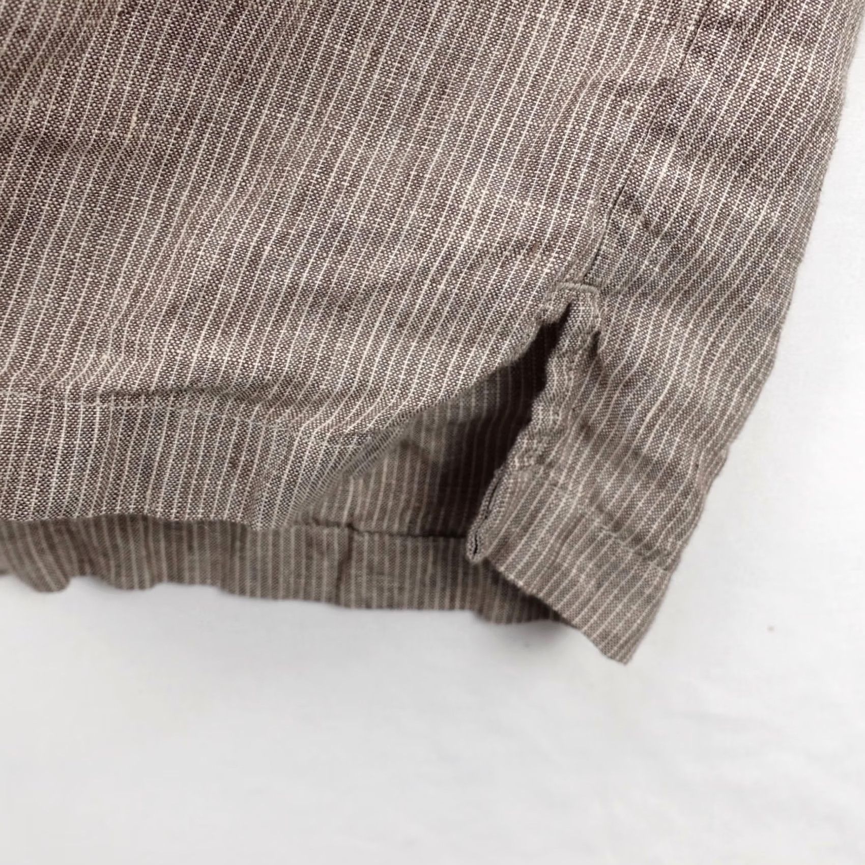 Kith Kith Shirt Mens Large V-Neck Button-Up Striped Light Brown Linen Short Sleeve Kimono Size US L / EU 52-54 / 3 - 7 Thumbnail