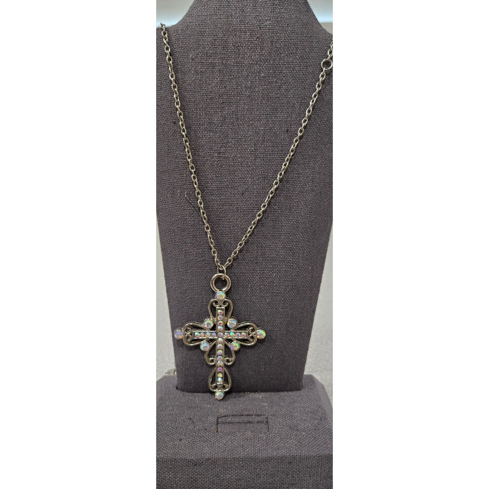 Other Silver Rhinestone Cross Pendant Infinity Necklace Size ONE SIZE - 1 Thumbnail