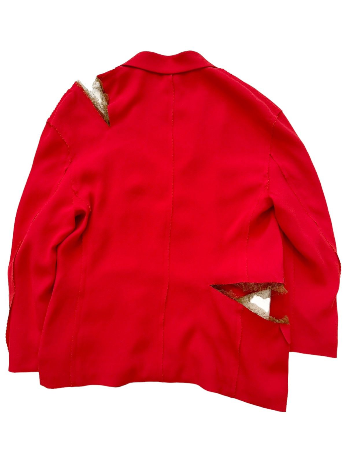 Undercover (Sz 1) $1,140 Silk Acetate Split Deconstructed Red Blazer Size S / US 4 / IT 40 - 13 Thumbnail