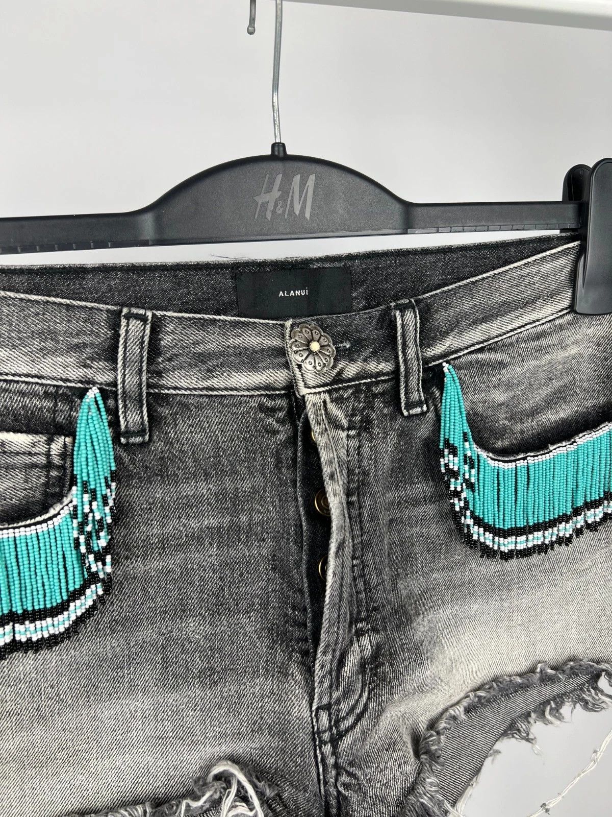 Alanui Alanui Cotton Cut-Off Embellishment Jeans Denim Shorts Size 28" / US 6 / IT 42 - 4 Thumbnail