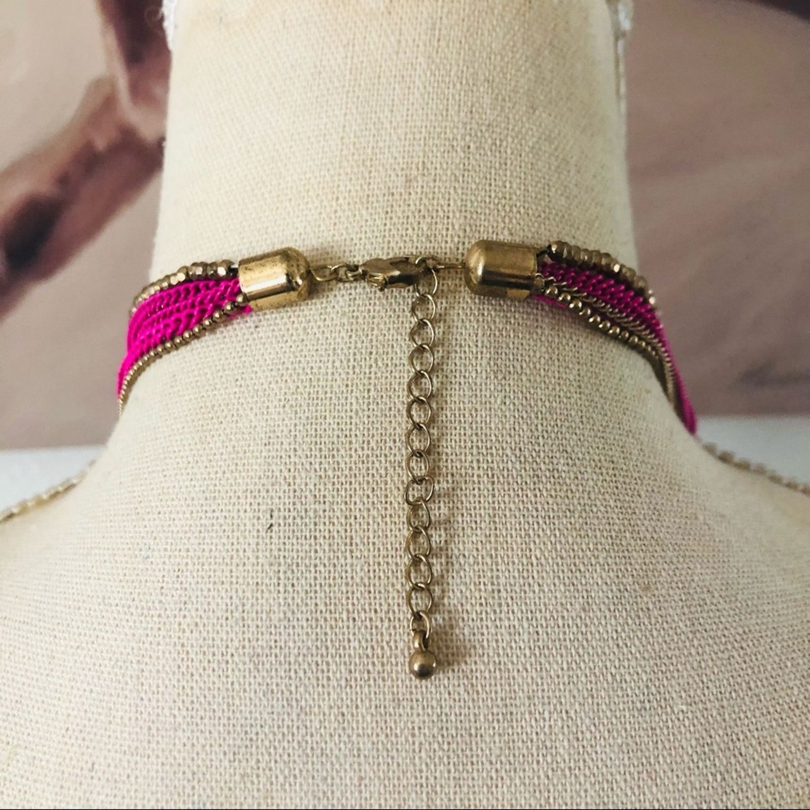 Jewelry Multi strand pink chain brass sparkle bead necklace Size ONE SIZE - 4 Thumbnail